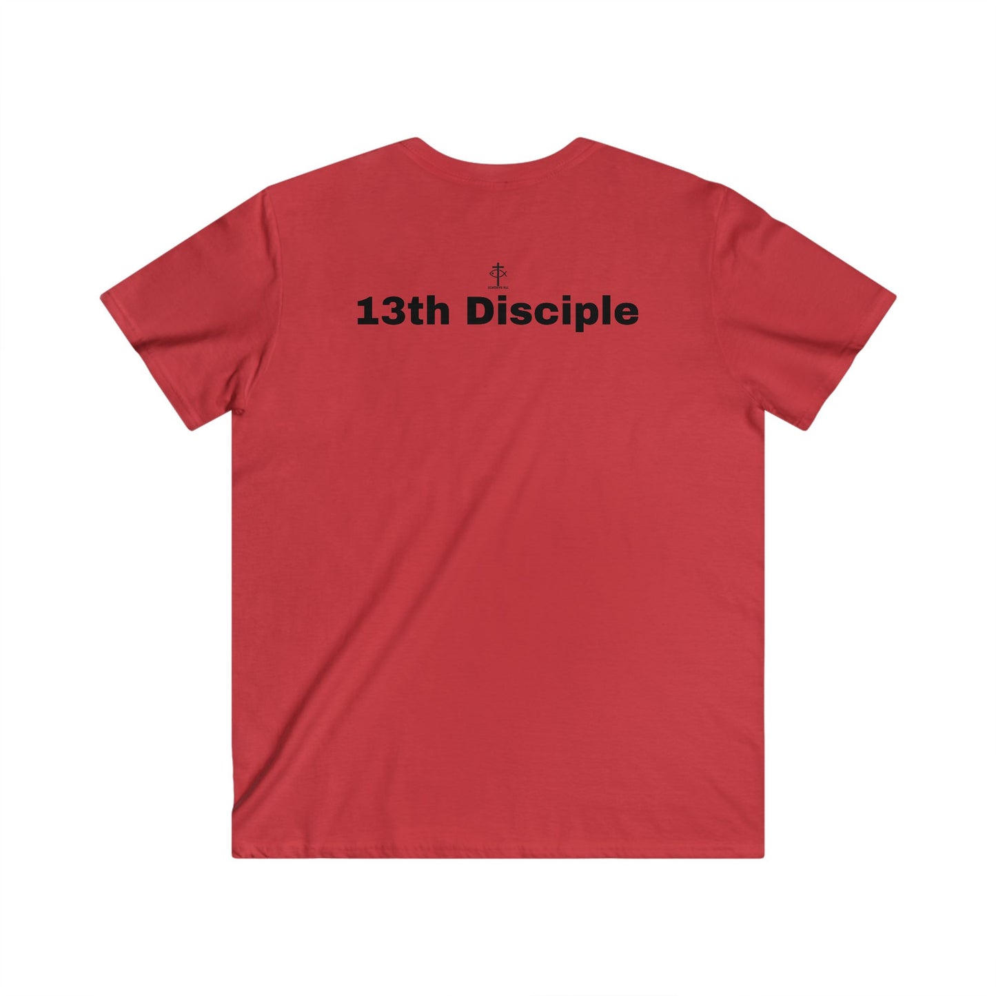 13th Disciple Collection - Men's Fitted V-Neck - Short Sleeve T - Shirt - Faith-Inspired - Christian - Black Font - ICHTHYS 911
