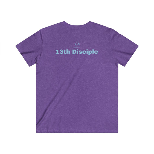 ICHTHYS 911 - "13th Disciple" - Blue Font - Men's Fitted V-Neck Tee - Casual Comfort for Everyday Wear - Faith Fashion - T-Shirt