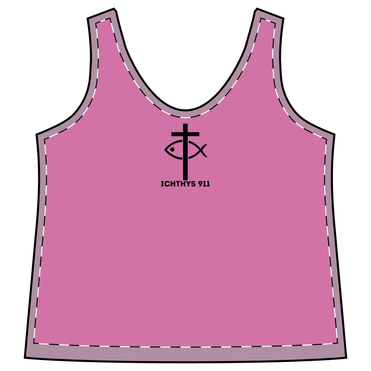 ICHTHYS 911 Black Font "Run With Endurance Hebrew 12:1" - Sporty Racerback Tank for Women - Perfect for Active Lifestyle & Casual Wear -Women T-Shirt - Tank