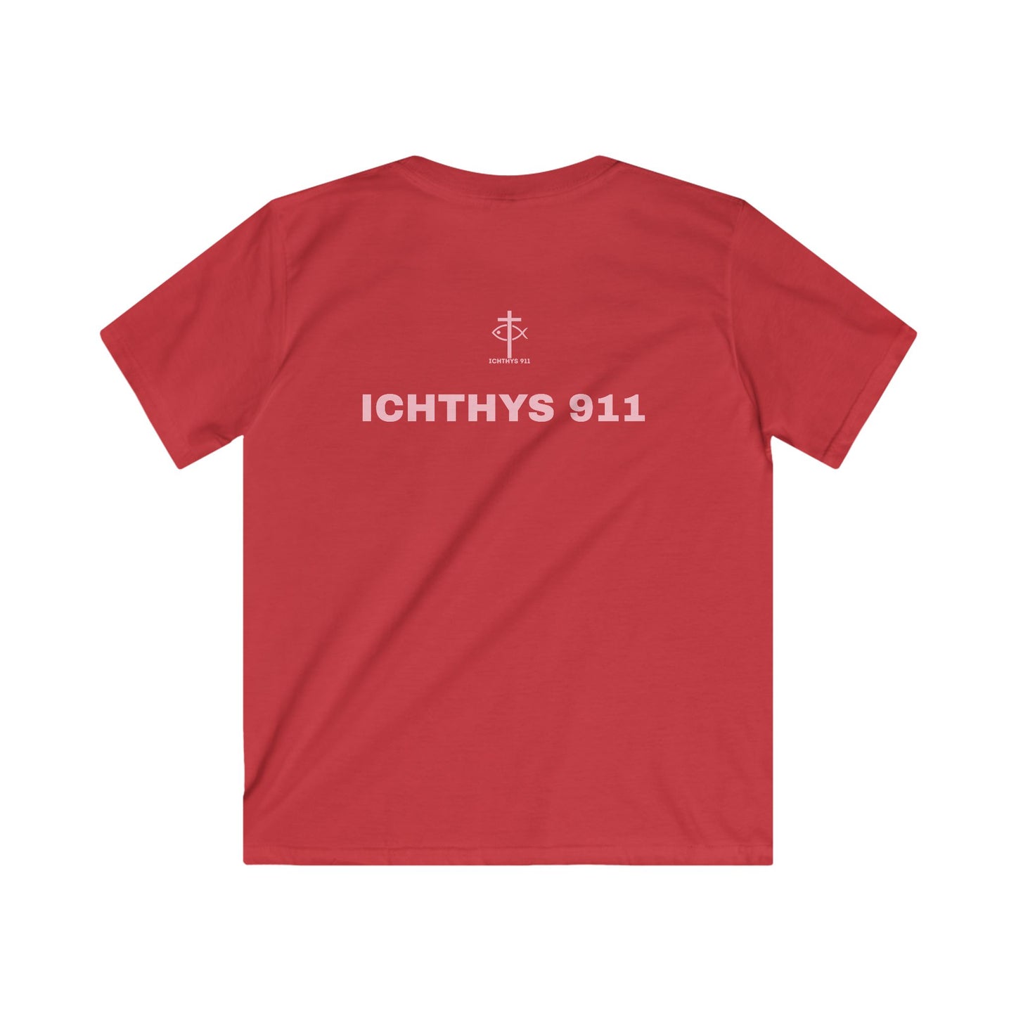 Kids Faith T-Shirt -ICHTHYS 911 Design Pink Font