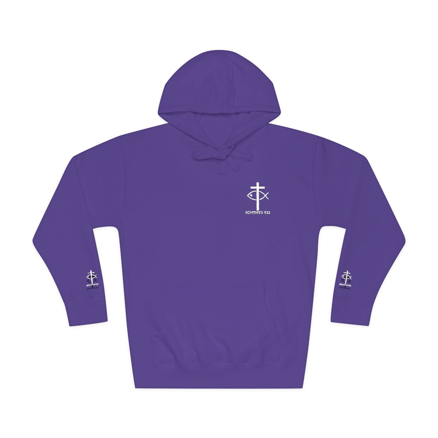 ICHTHYS 911 Embroidery Hoodie Pullover - Unsex - Elevated Embroider Gift for Her or Him - Christian Wear