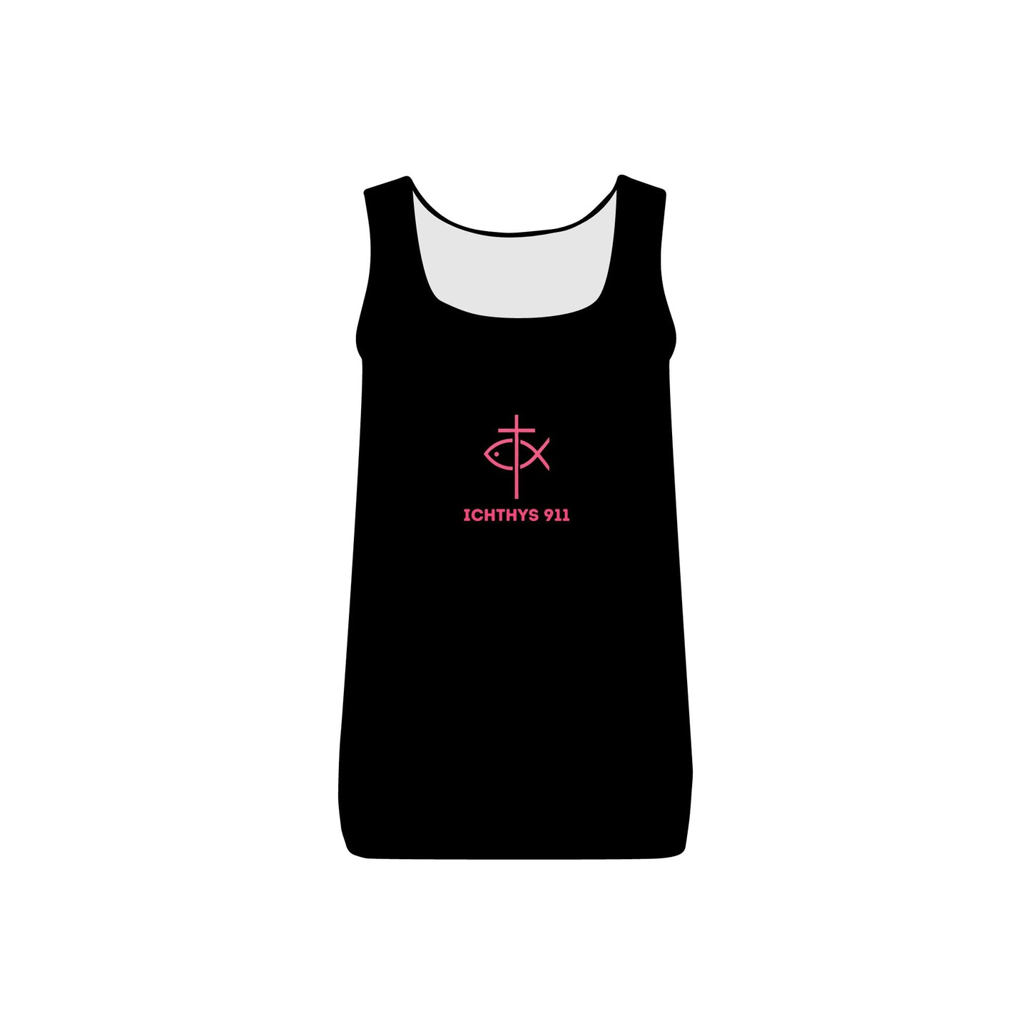 ICHTHYS 911 - Pink Font "Authentic Design" - Women's Micro Ribbed Tank - Work Out Gear - Gym Fit - Casual Fashion
