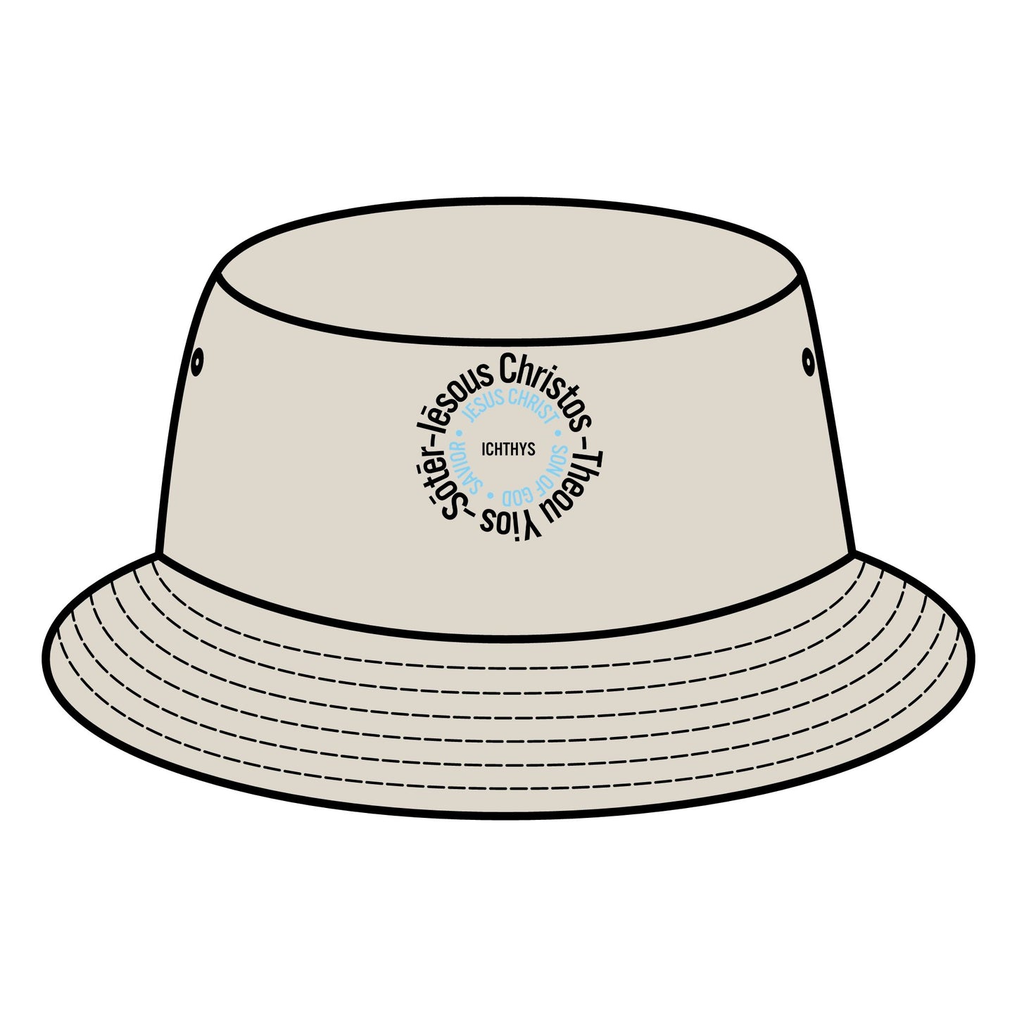 ICHTHYS 911 - Bucket Hat - Iēsous Christos, Theou Yios, Sōtēr - Unisex - Women Hat - Men Hat - Sun Shade Hat