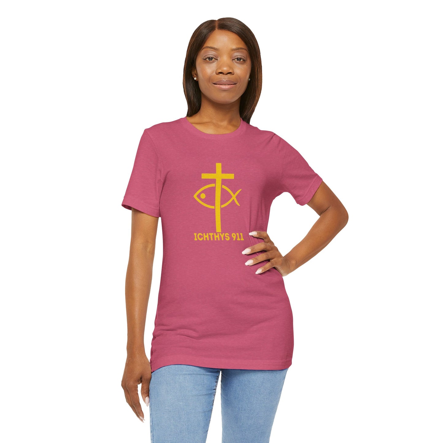 "Roll With God" - Unisex T- Shirt - Lightweight 100% Cotton - Summer T - Arm Form Fitting - Men T- Shirt - Women T-Shirt - Christian T-Shirt - Love Like Jesus - ICHTHYS 911 Design