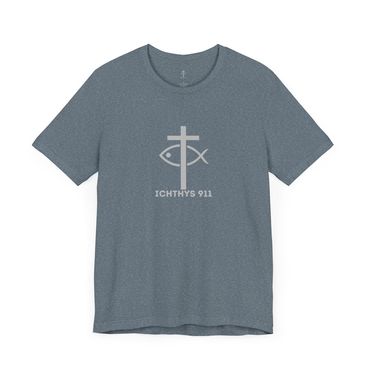 ICHTHYS 911 - "Roll With God Ride With Jesus" - Silver Font - Unisex T- Shirt - Lightweight 100% Cotton - Summer T - Arm Form Fitting - Men T- Shirt - Women T-Shirt - Christian T-Shirt