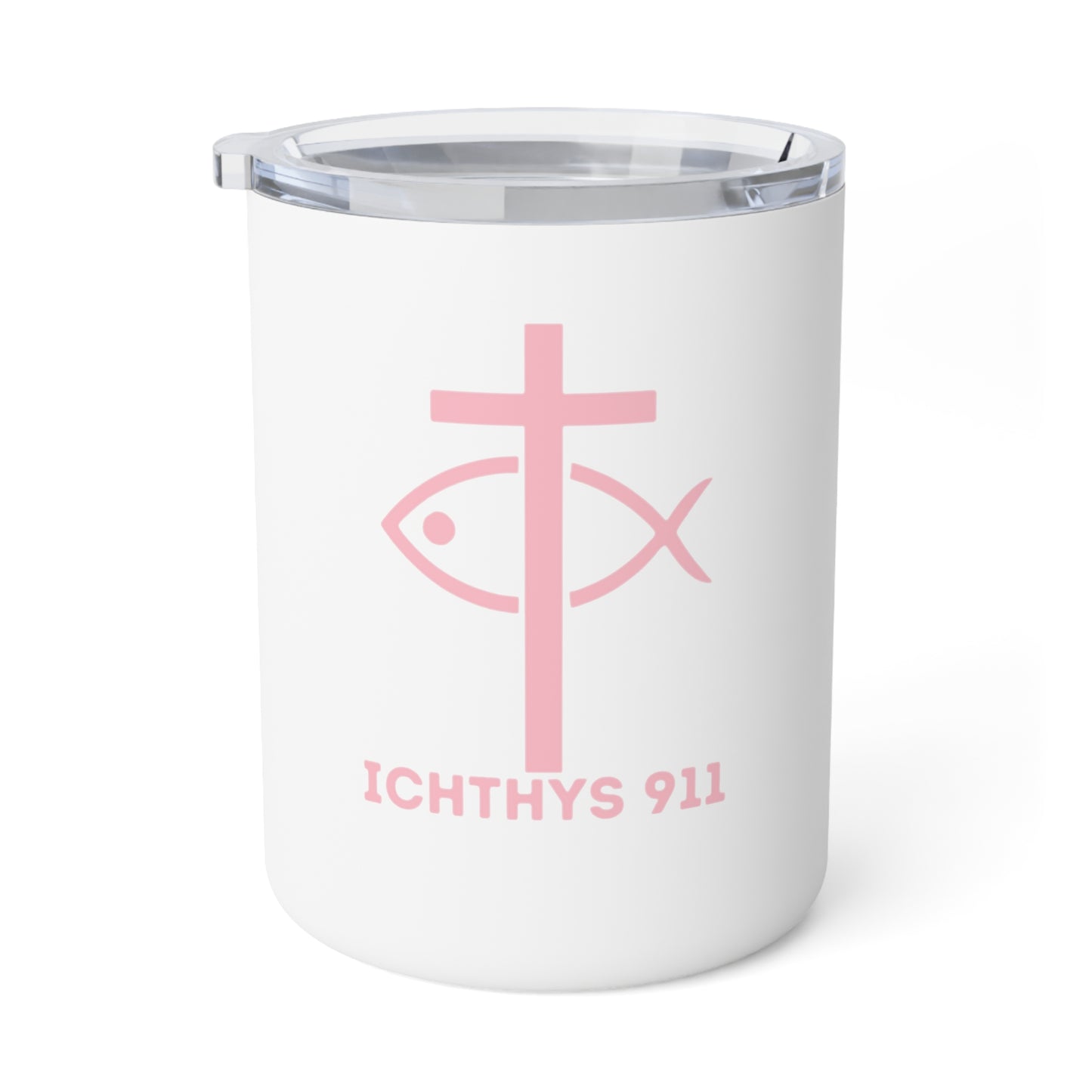 ICHTHYS 911 Insulated Coffee Mug – 10oz White Christian Travel Tumbler