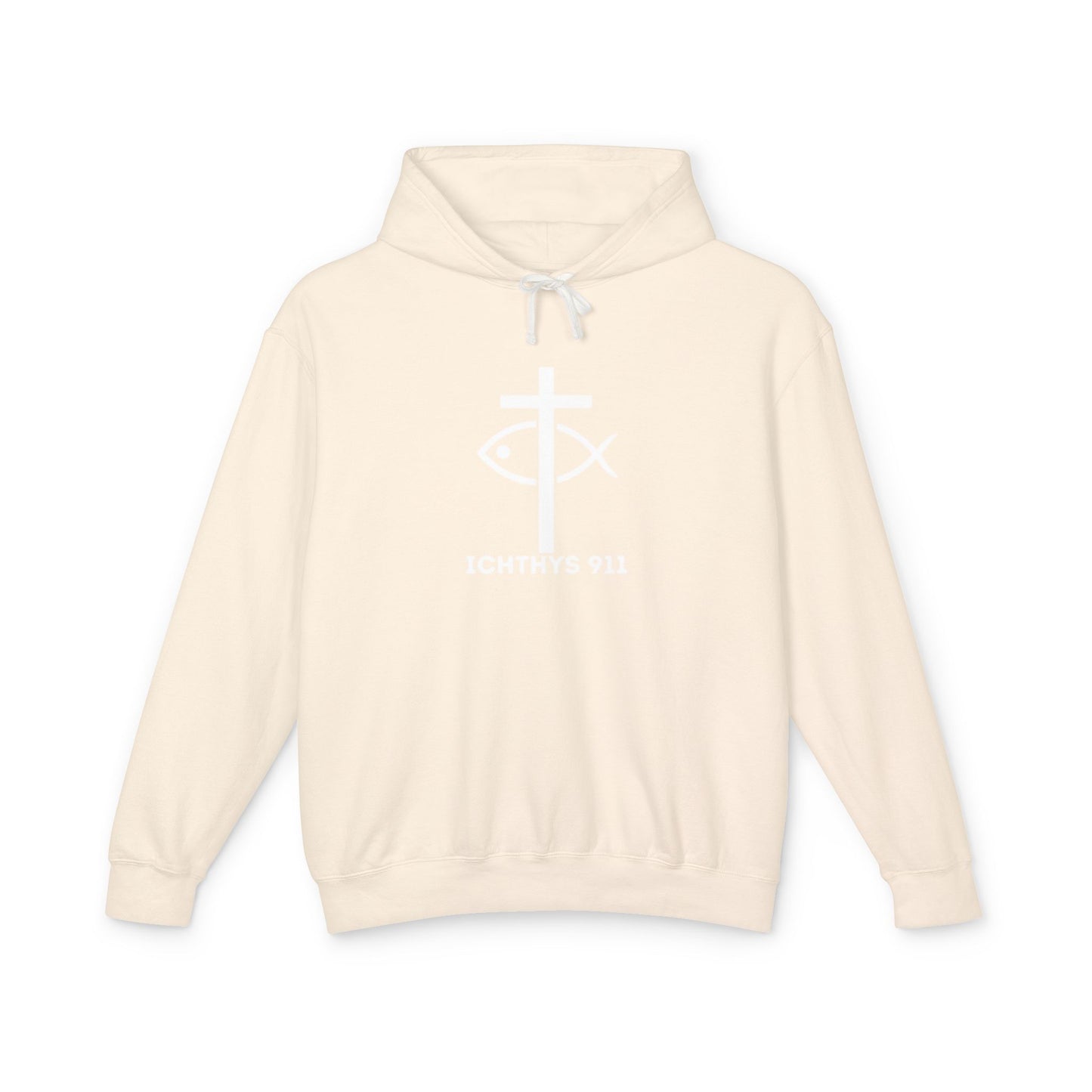 Iēsous Christos, Theou Yios, Sōtēr = Jesus Christ, Son of God, Savior - Unisex - Lightweight - Relaxed Fit - Religious Sweatshirt - ICHTHYS 911 - Hoodie