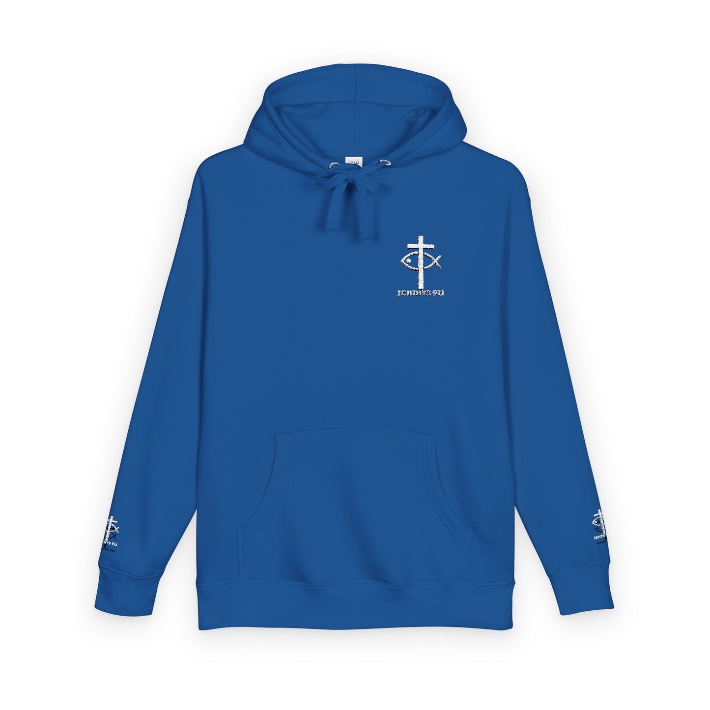 ICHTHYS 911 Embroidery Hoodie Pullover - Unsex - Elevated Embroider Gift for Her or Him - Christian Wear