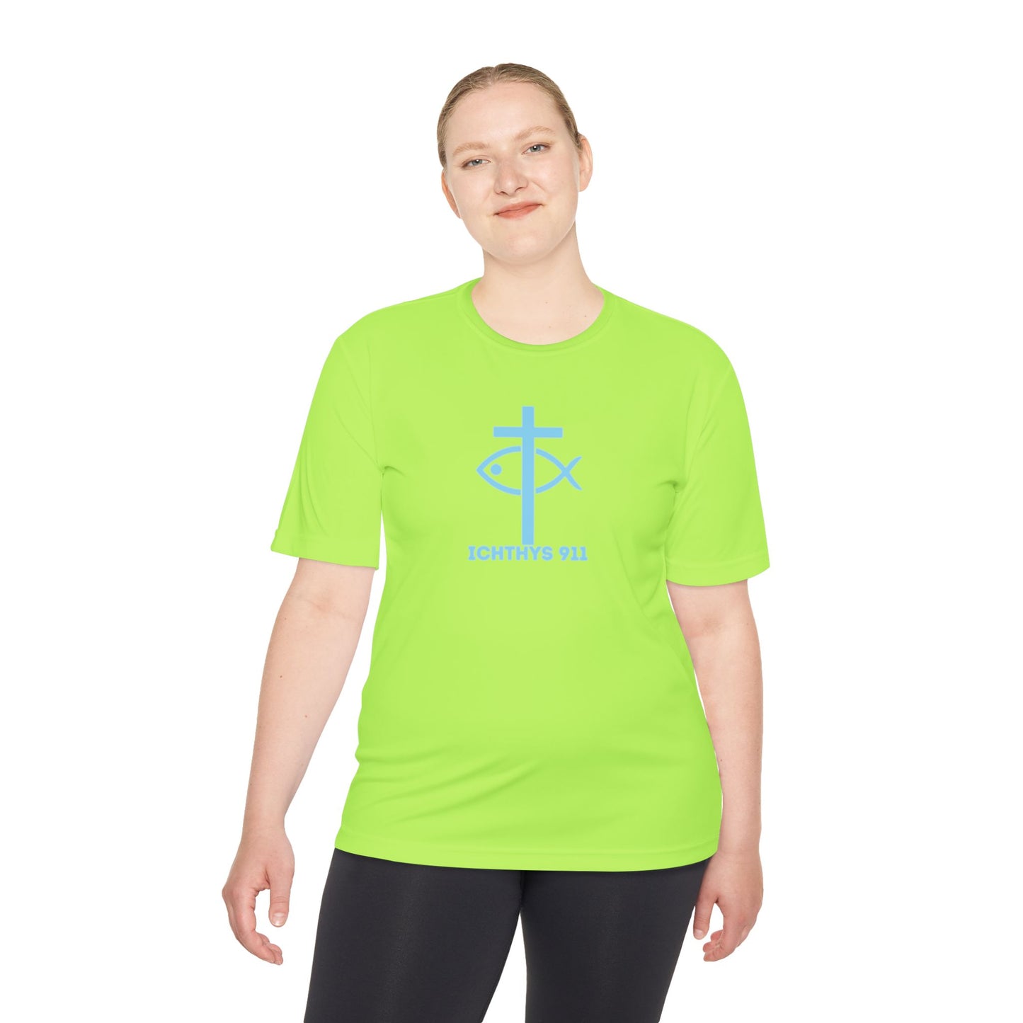 ICHTHYS 911 - Blue Font - "Jesus Is His Name Saving Souls is His Game" - Unisex Performance Shirt -Men T-Shirt - Women - Moisture Wicking Tee911