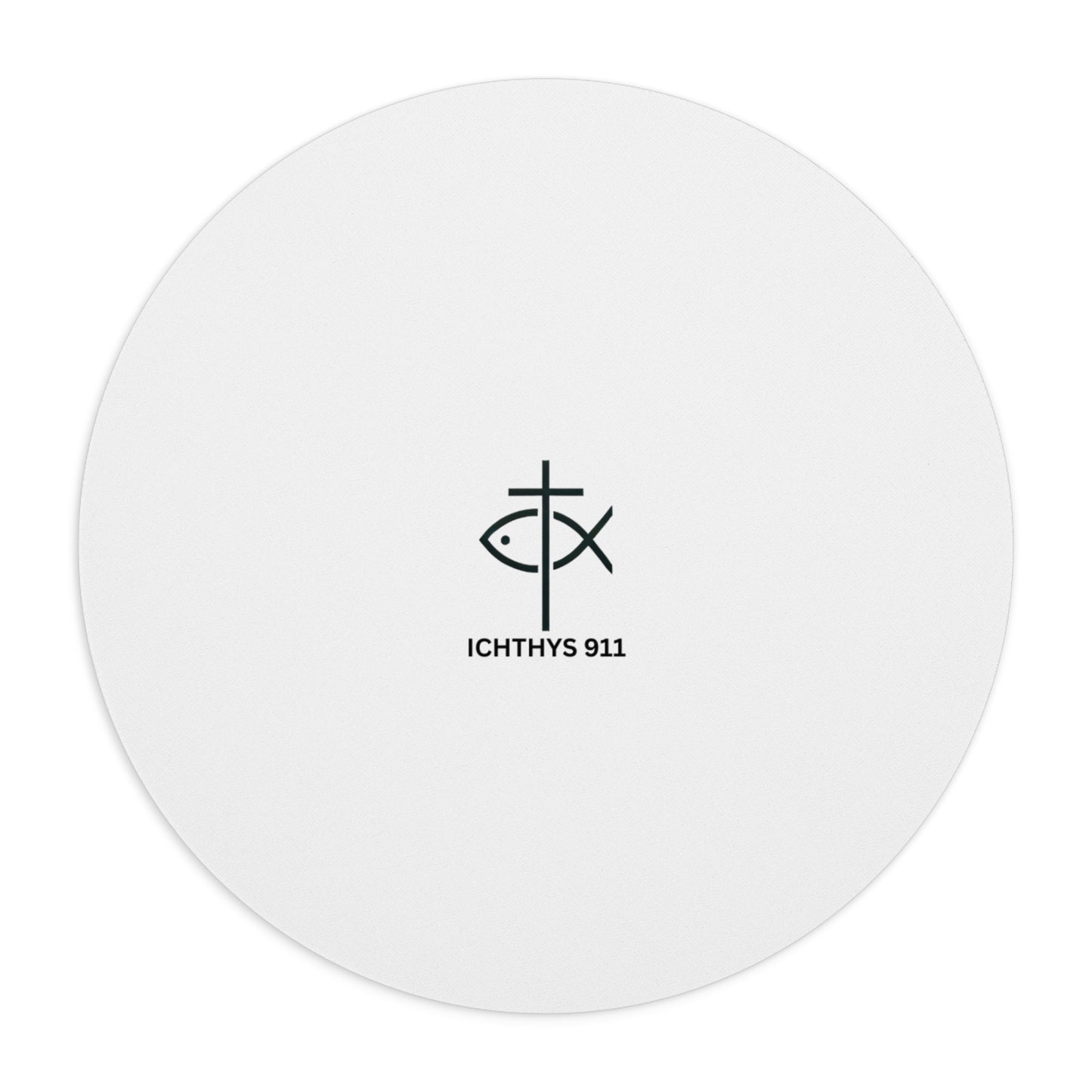 Ichthys 911 Round Mouse Pad - Faith-Inspired Desk Accessory