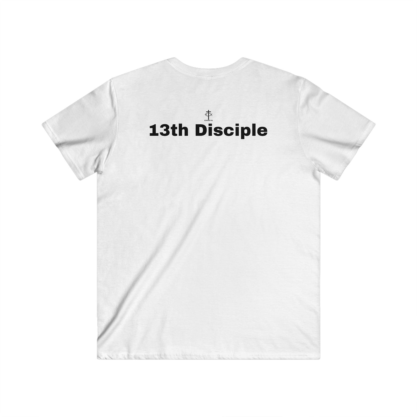 13th Disciple Collection - Men's Fitted V-Neck - Short Sleeve T - Shirt - Faith-Inspired - Christian - Black Font - ICHTHYS 911