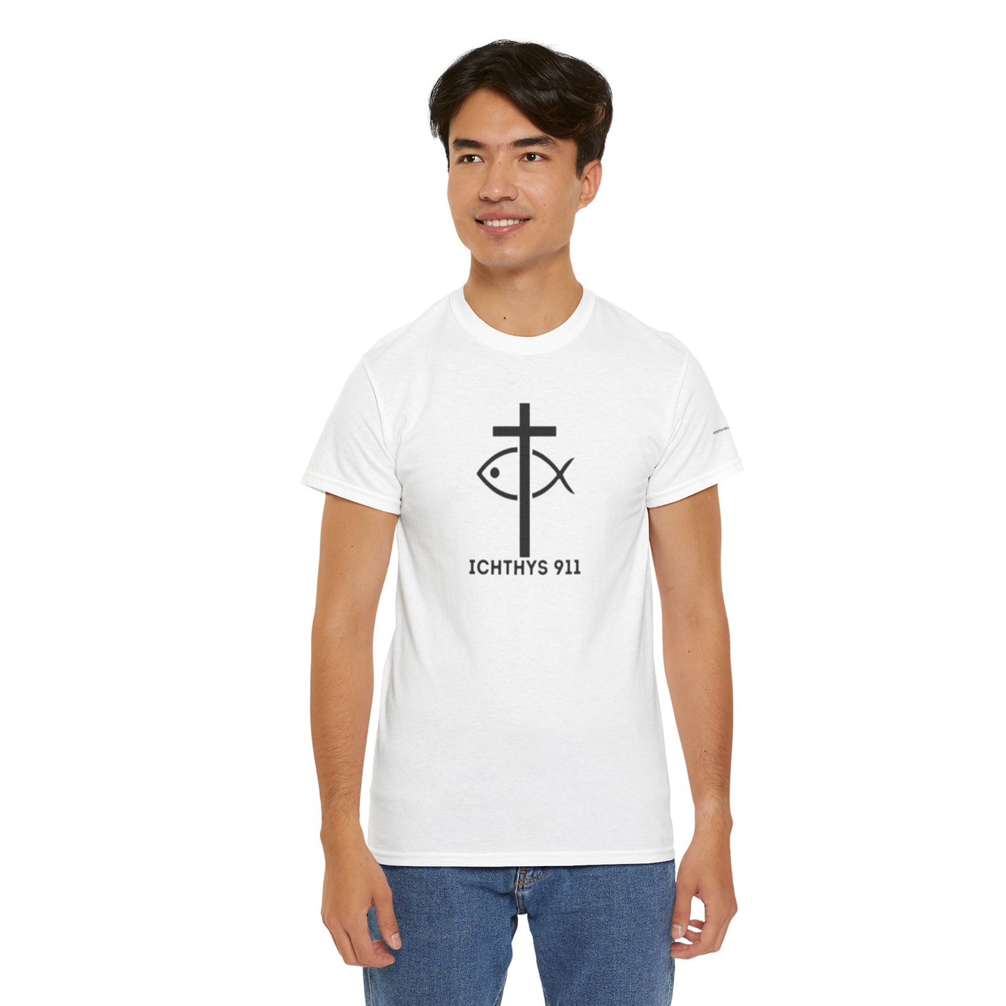 Authentic Design - Unisex T-Shirt - Heavy Cotton T-Shirt - Jesus Fish - Men's T-Shirt - Women T-Shirt Christian Faith - Unisex Clothing - ICHTHYS 911