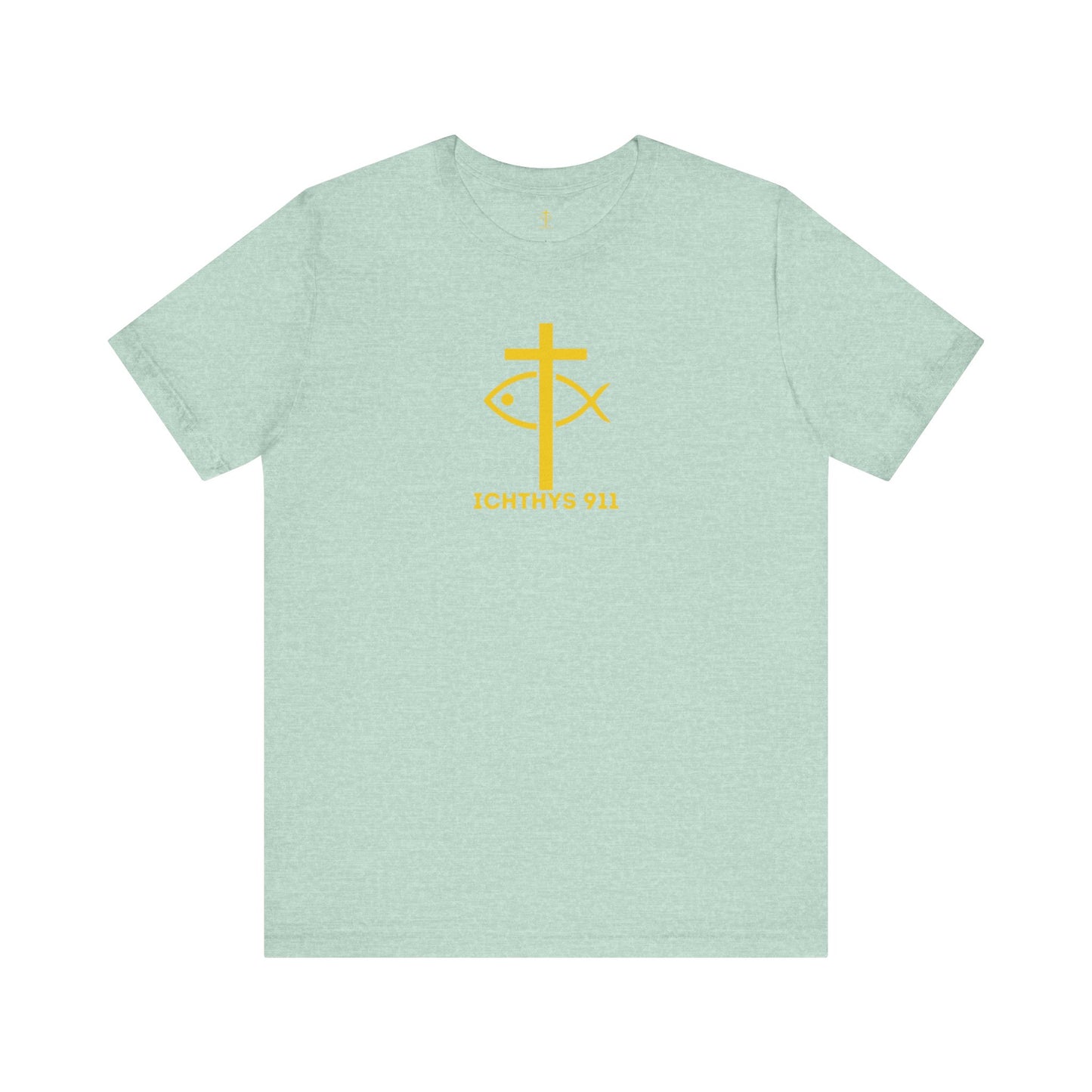 ICHTHYS 911 - "Roll With God Ride With Jesus" - Gold Font - Unisex T- Shirt - Lightweight 100% Cotton - Summer T - Arm Form Fitting - Men T- Shirt - Women T-Shirt - Christian T-Shirt