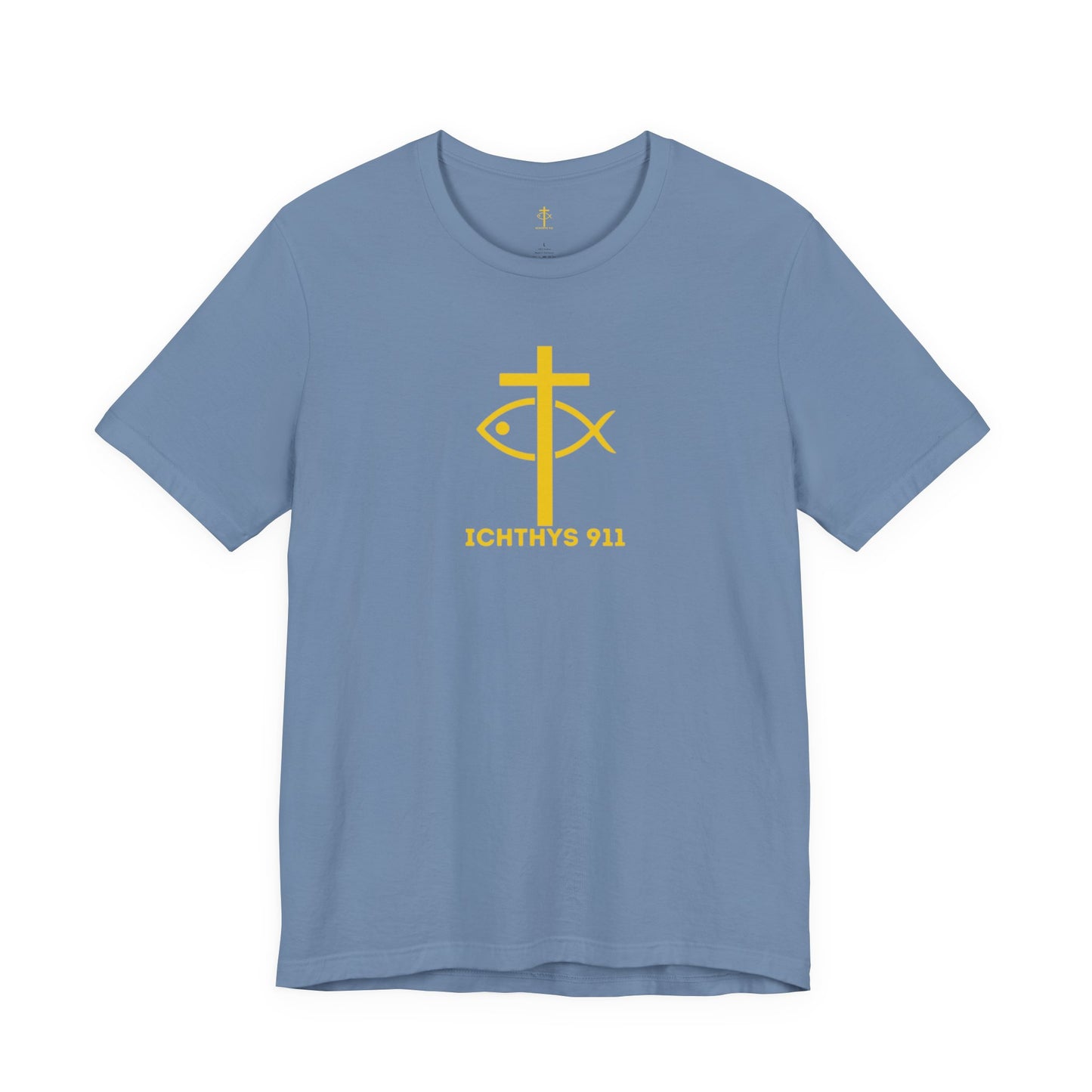 "Roll With God Ride With Jesus" - Gold Font - Unisex T- Shirt - Lightweight 100% Cotton - Summer T - Arm Form Fitting - Men T- Shirt - Women T-Shirt - Christian T-Shirt - ICHTHYS 911