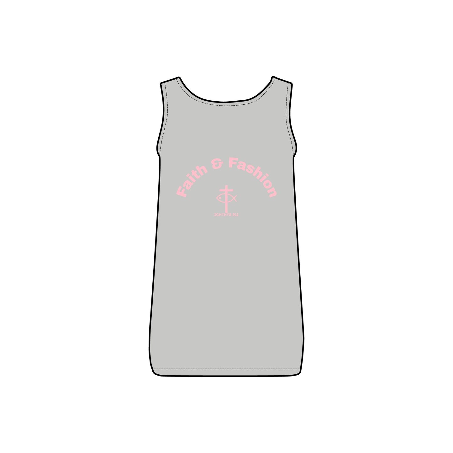 ICHTHYS 911 - Pink Font - "Faith & Fashion" - Comfortable Women's Micro Ribbed Tank with Inspirational Design - Slim fit - Featuring exclusive ICHTHYS 911 Logo