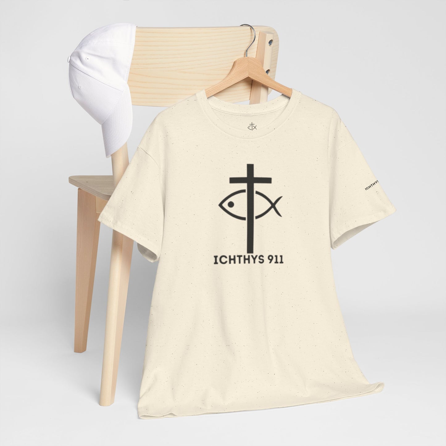Authentic Design - Unisex T-Shirt - Heavy Cotton T-Shirt - Jesus Fish - Men's T-Shirt - Women T-Shirt Christian Faith - Unisex Clothing - ICHTHYS 911