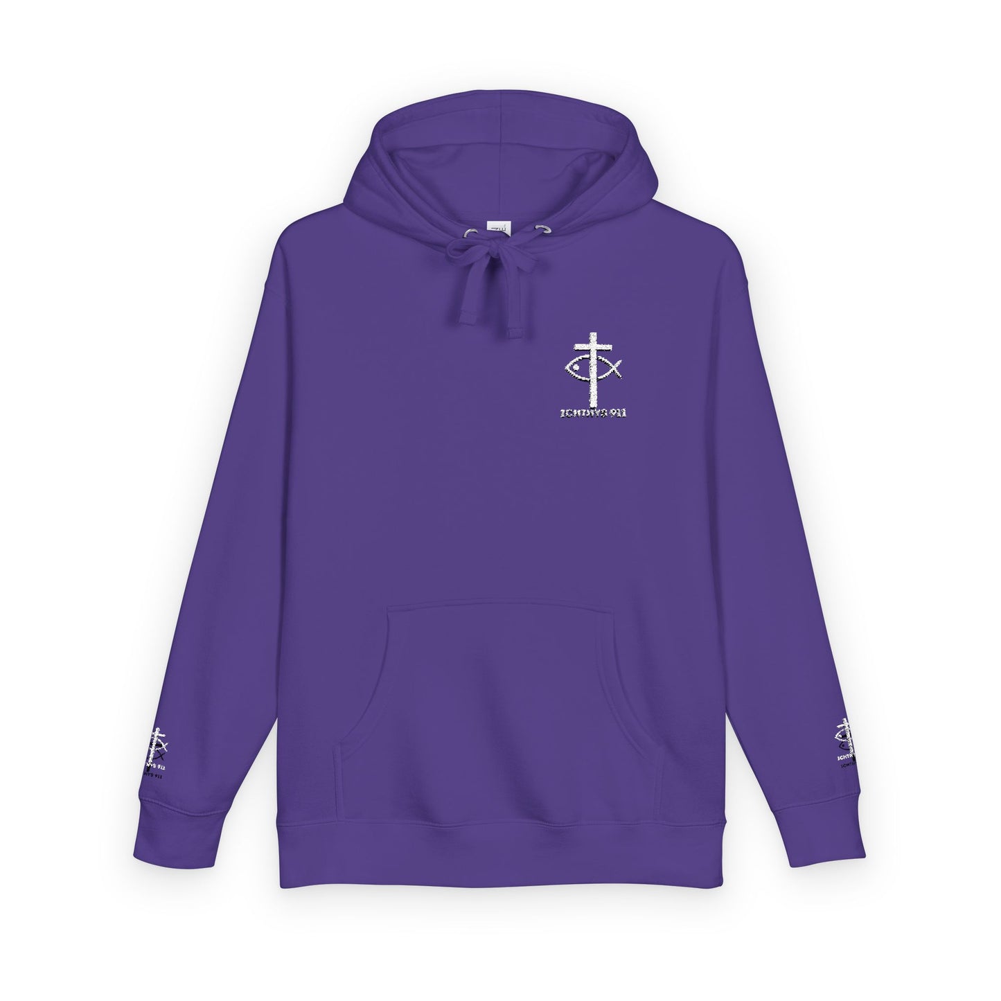 ICHTHYS 911 Embroidery Hoodie Pullover - Unsex - Elevated Embroider Gift for Her or Him - Christian Wear