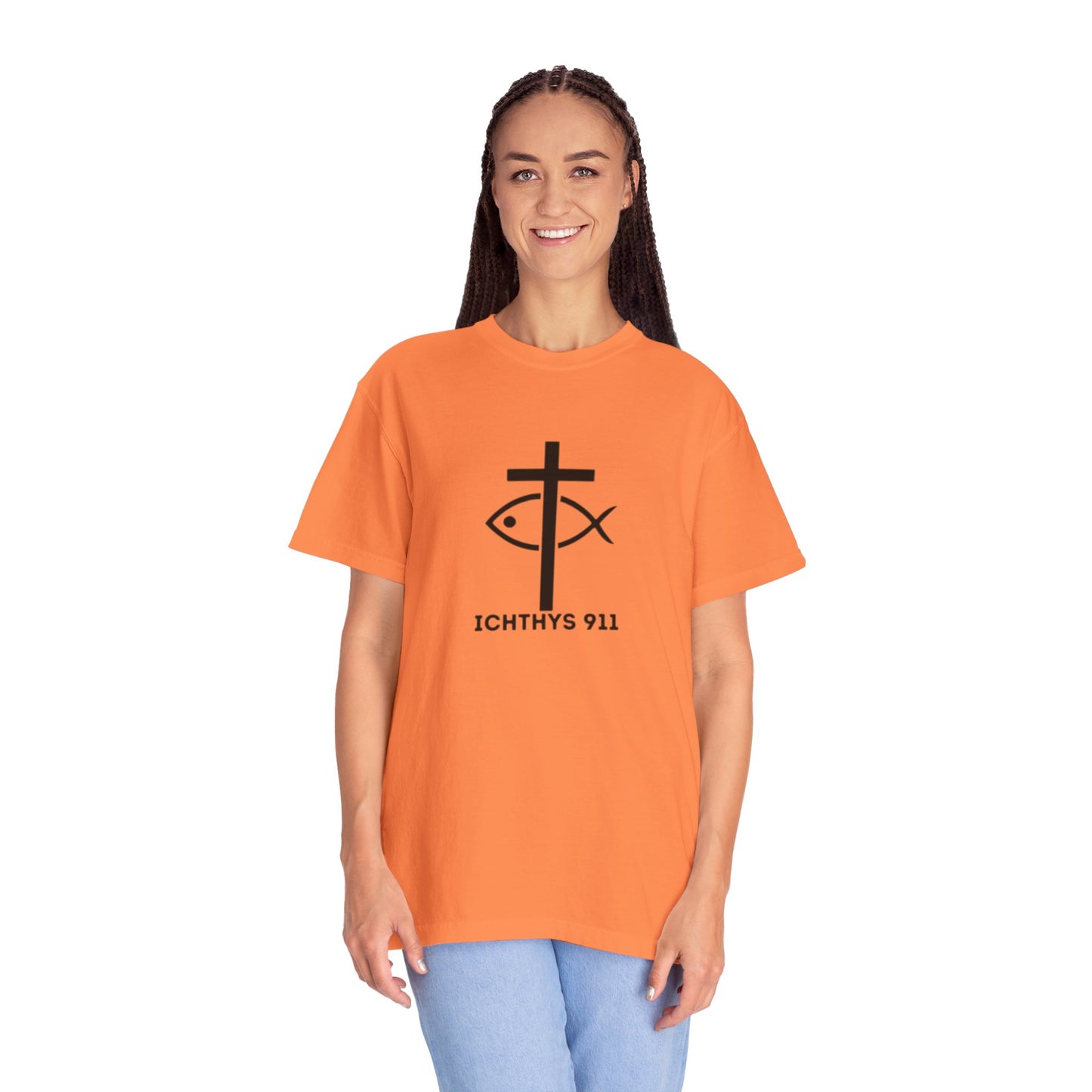 "13th Disciple" - Collection - Unisex - Women T- Shirt - Men T-Shirt - Christian Garment-Dyed T-Shirt - Faith Fashion - ICHTHYS 911 - Black Font