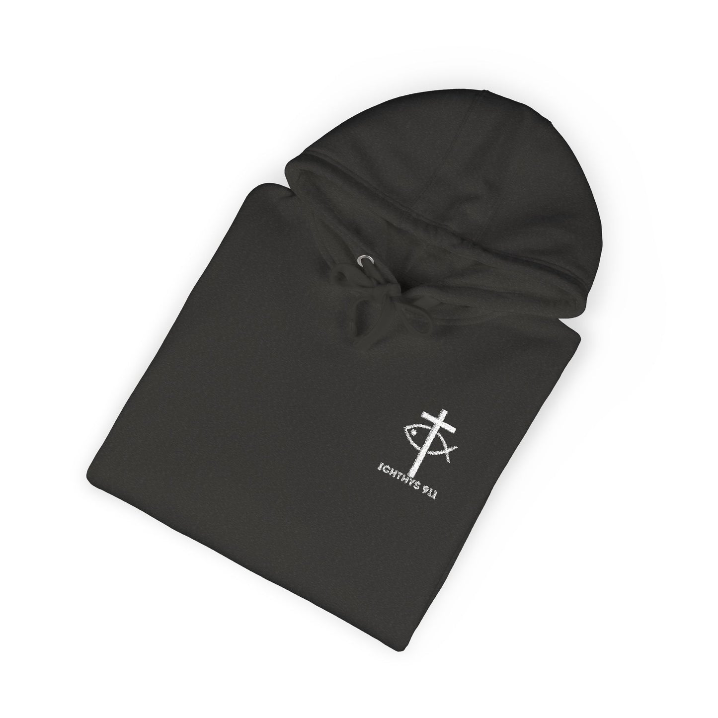 ICHTHYS 911 Embroidery Hoodie Pullover - Unsex - Elevated Embroider Gift for Her or Him - Christian Wear