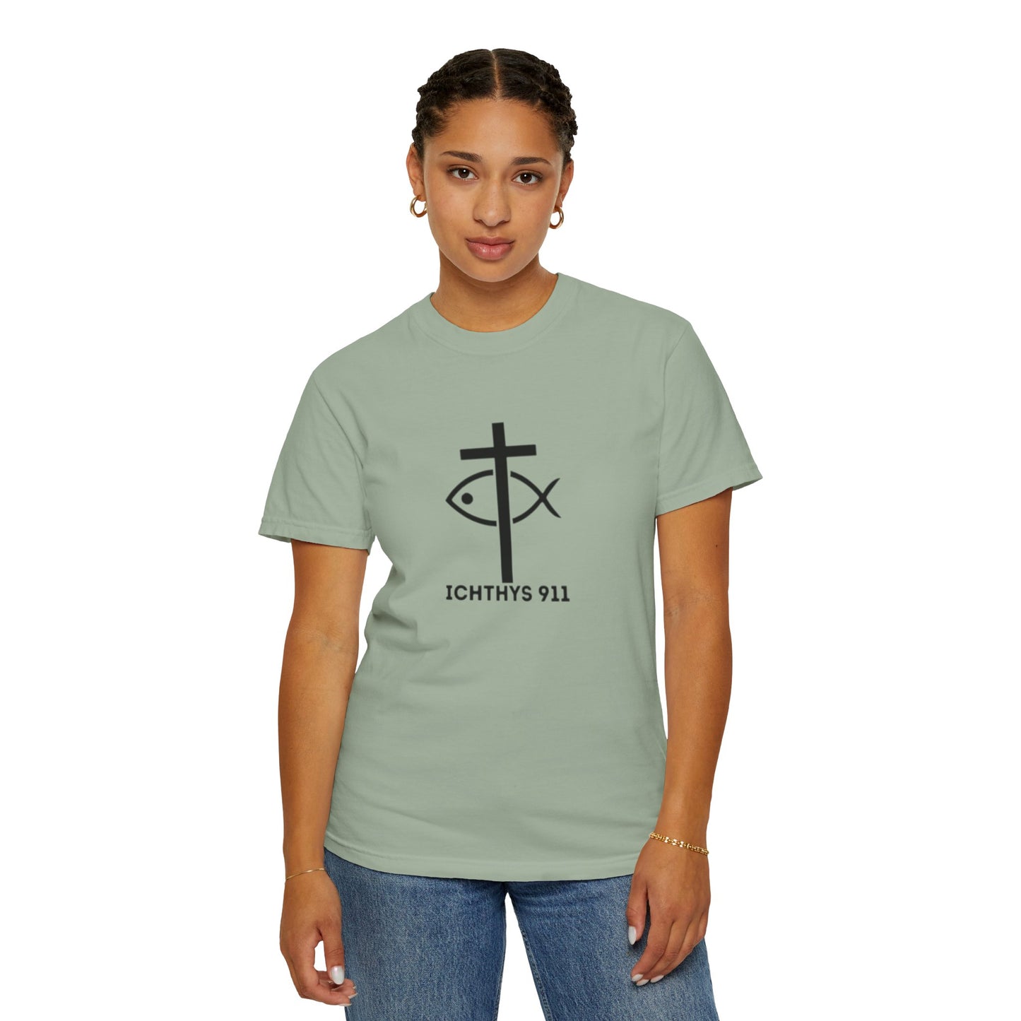 "13th Disciple" - Collection - Unisex - Women T- Shirt - Men T-Shirt - Christian Garment-Dyed T-Shirt - Faith Fashion - ICHTHYS 911 - Black Font