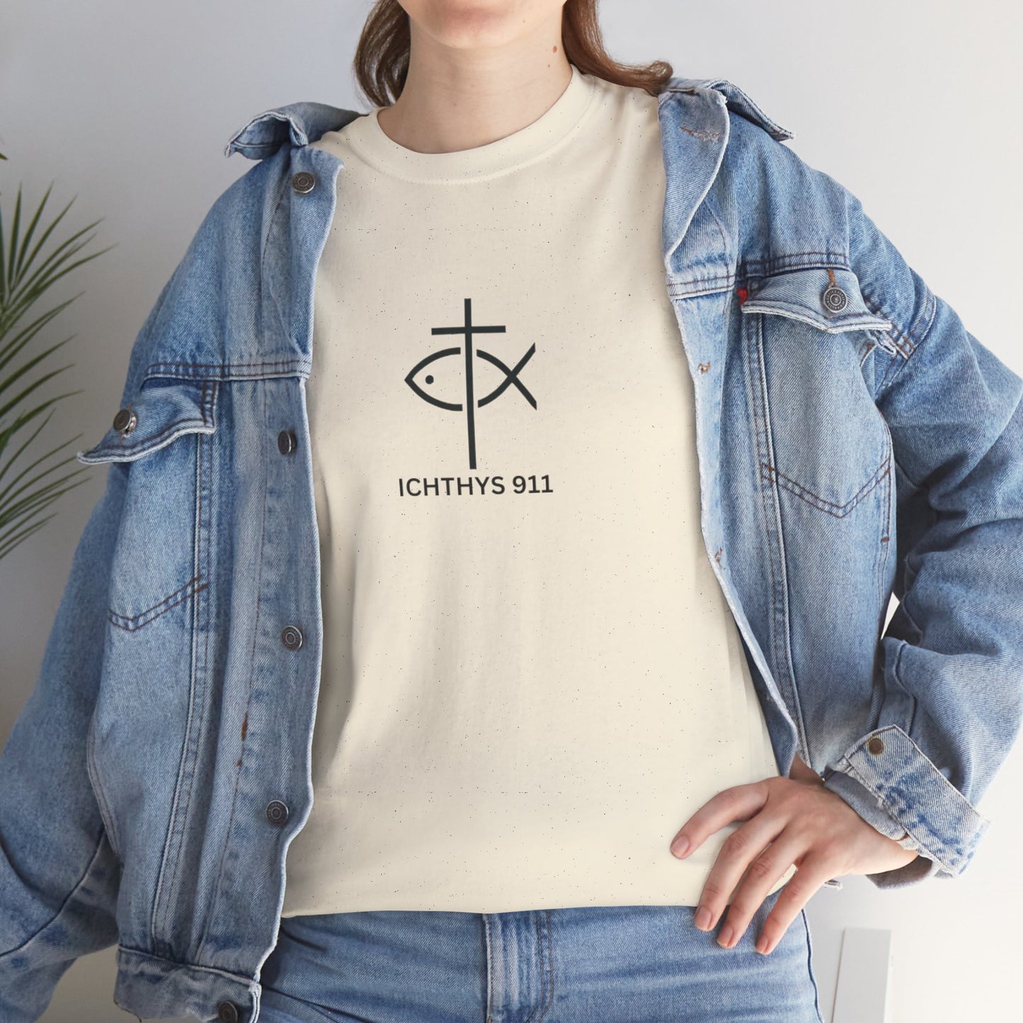 ICHTHYS 911 - "Authentic Design" - Unisex T-Shirt - Heavy Cotton T-Shirt - Jesus Fish - Men's T-Shirt - Women T-Shirt Christian Faith - Unisex Clothing