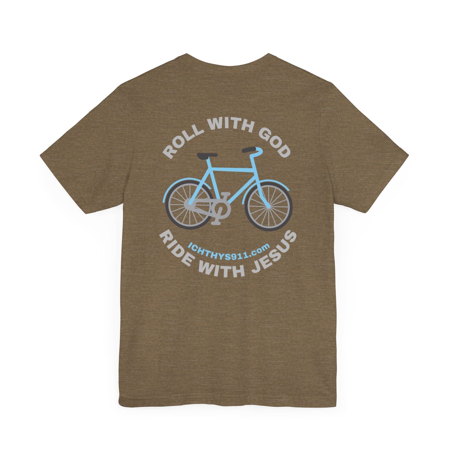 ICHTHYS 911 - "Roll With God Ride With Jesus" - Silver Font - Unisex T- Shirt - Lightweight 100% Cotton - Summer T - Arm Form Fitting - Men T- Shirt - Women T-Shirt - Christian T-Shirt