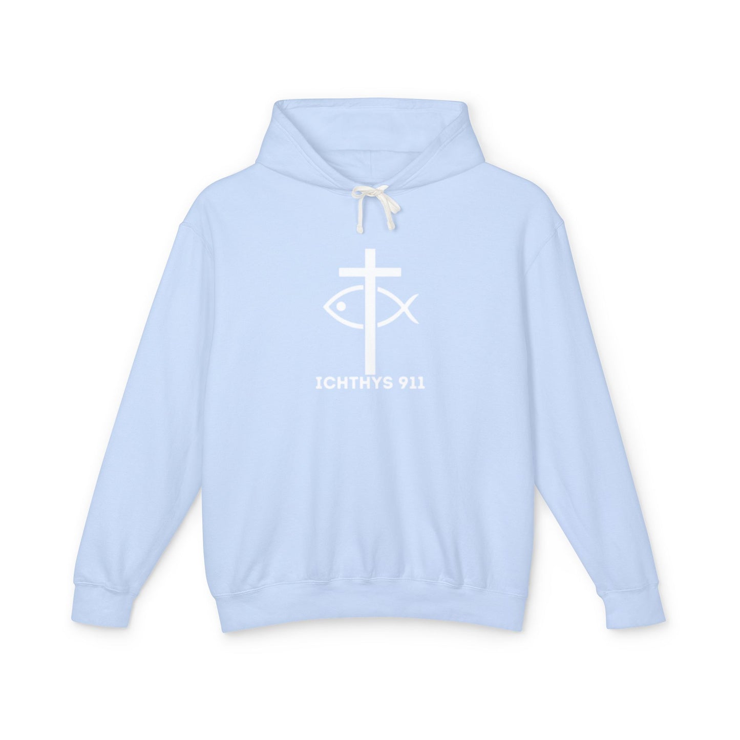 Iēsous Christos, Theou Yios, Sōtēr = Jesus Christ, Son of God, Savior - Unisex - Lightweight - Relaxed Fit - Religious Sweatshirt - ICHTHYS 911 - Hoodie