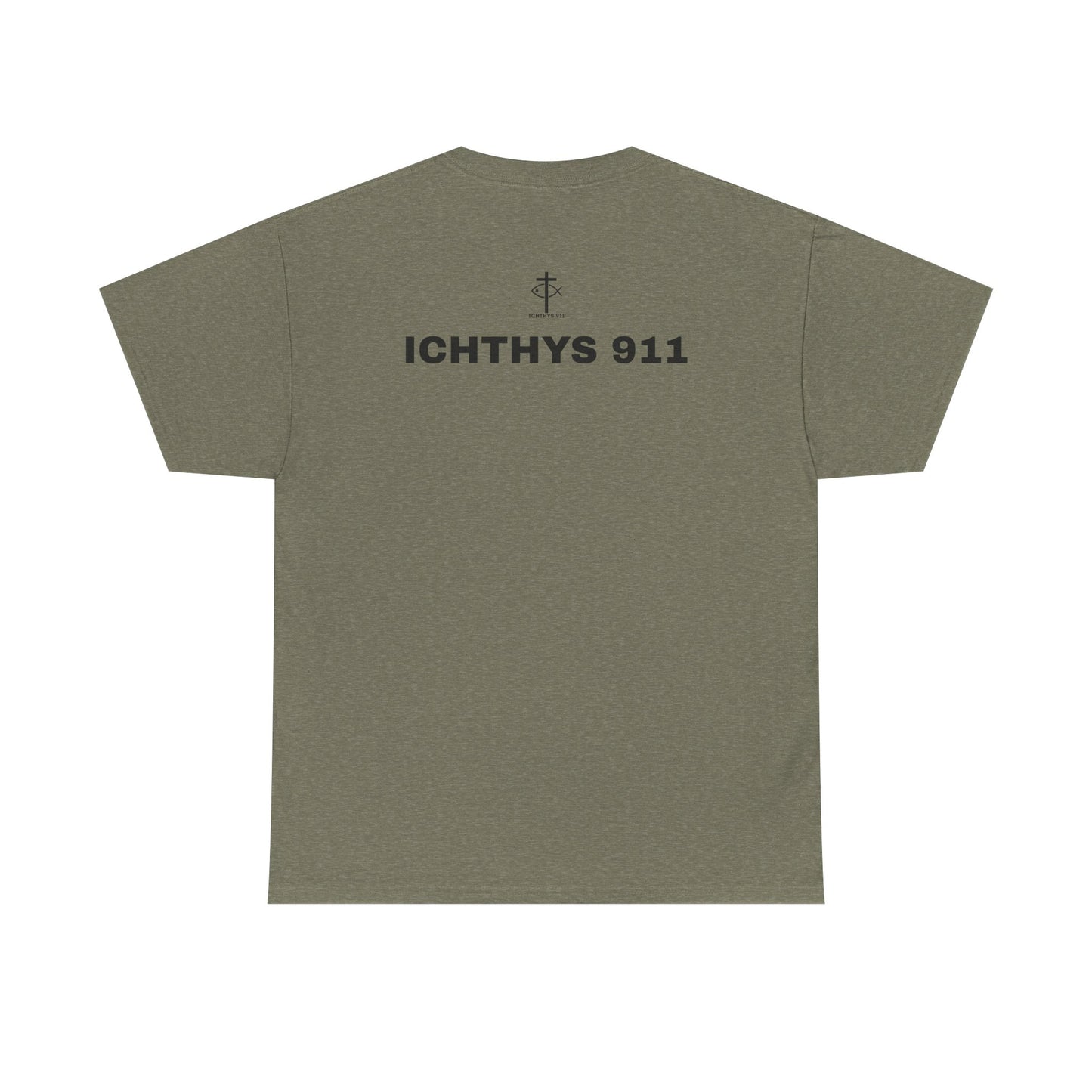 ICHTHYS 911 - "Authentic Design" - Unisex T-Shirt - Heavy Cotton T-Shirt - Jesus Fish - Men's T-Shirt - Women T-Shirt Christian Faith - Unisex Clothing