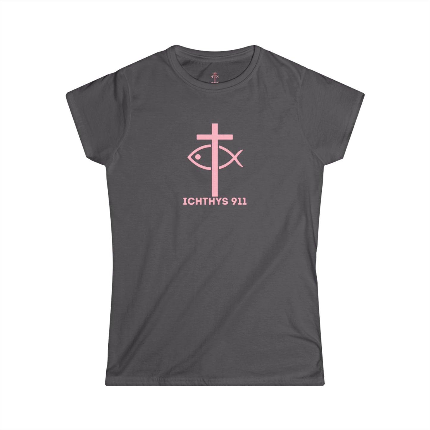 ICHTHYS 911 - "Roll With God Love Like Jesus" - Pink Font - Faith-Inspired Women's Tee - Summer Light T-Shirt - Wear Your Faith - Soft style Tee