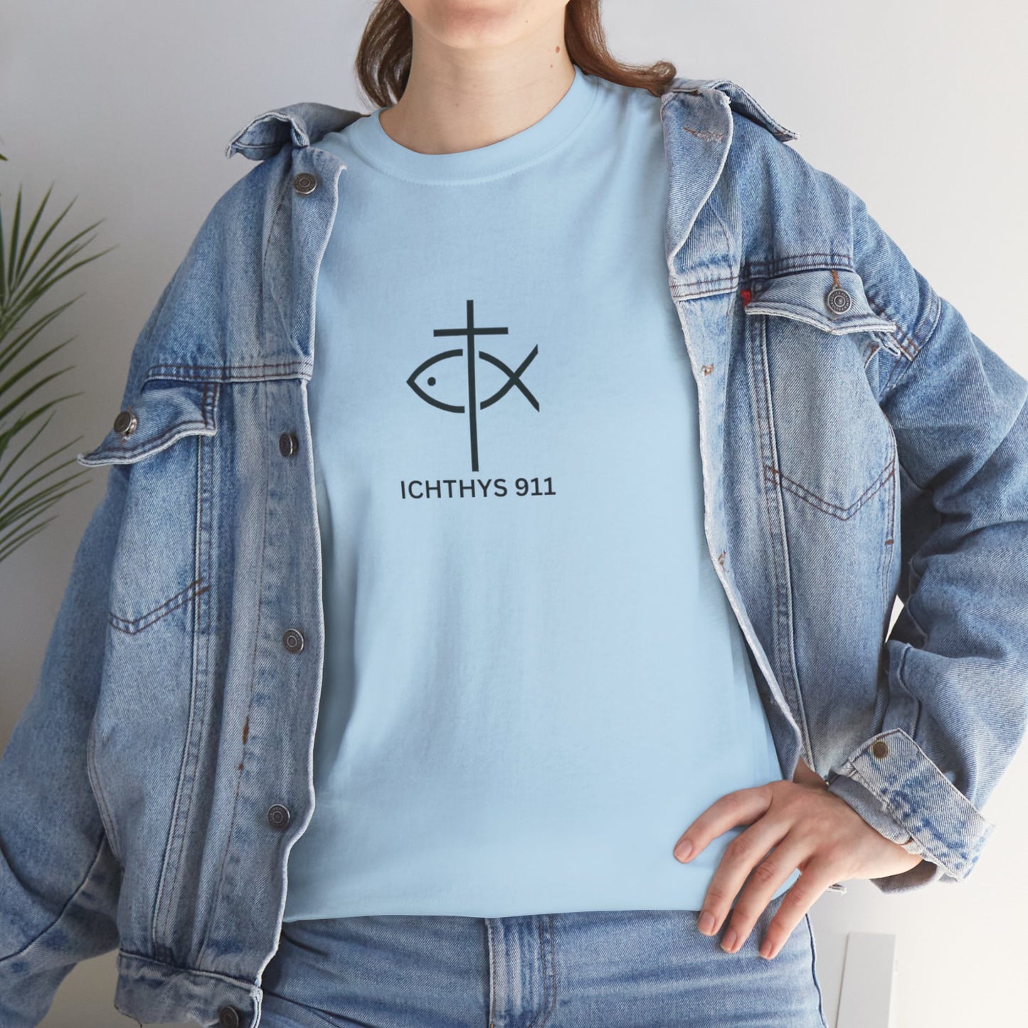 ICHTHYS 911 - "Authentic Design" - Unisex T-Shirt - Heavy Cotton T-Shirt - Jesus Fish - Men's T-Shirt - Women T-Shirt Christian Faith - Unisex Clothing