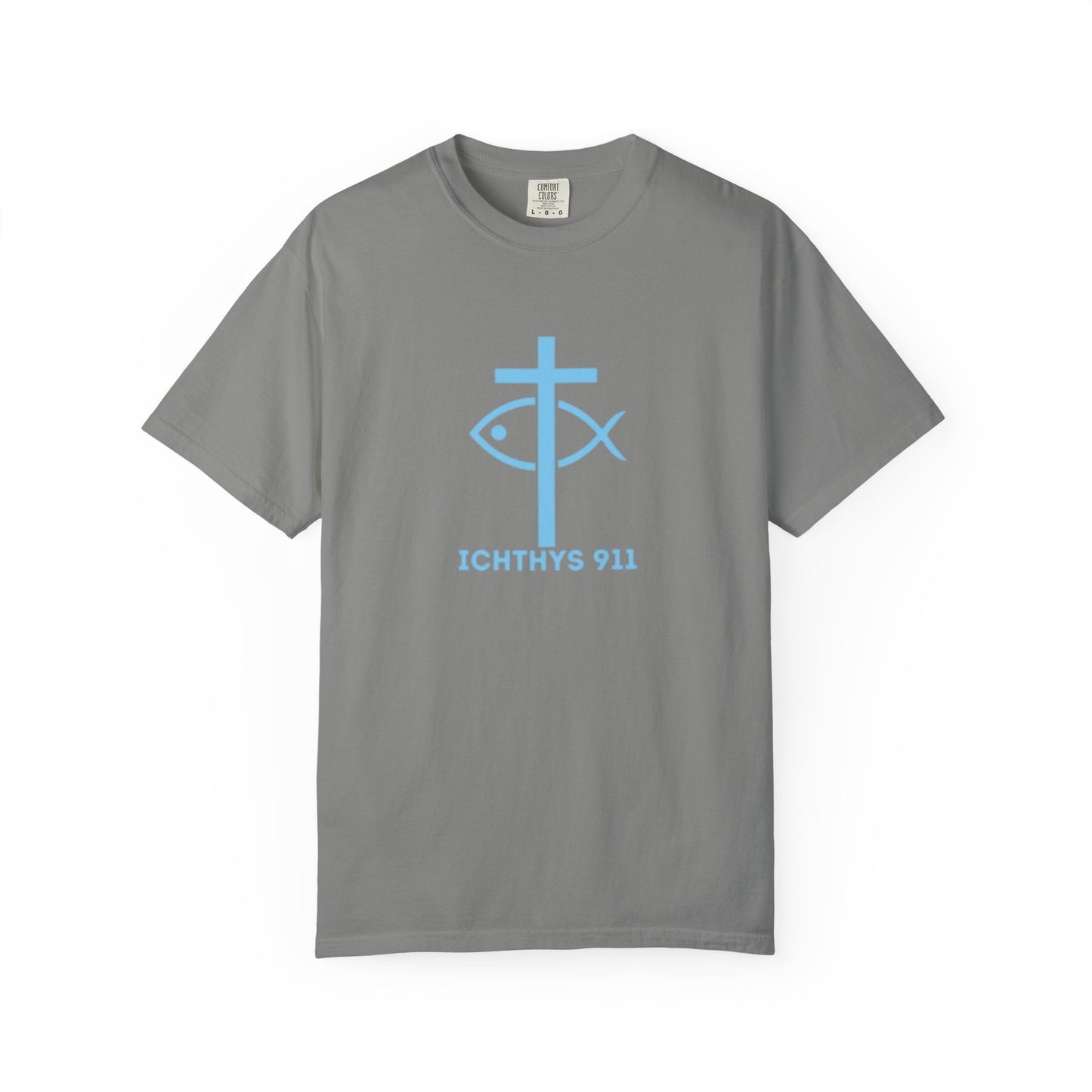 Strength Through Christ Philippians 4:13 - Blue Font - Unisex Garment Dyed T- Shirt - 100% US Cotton -Men T-Shirt - Women T-Shirt- Christian Activewear