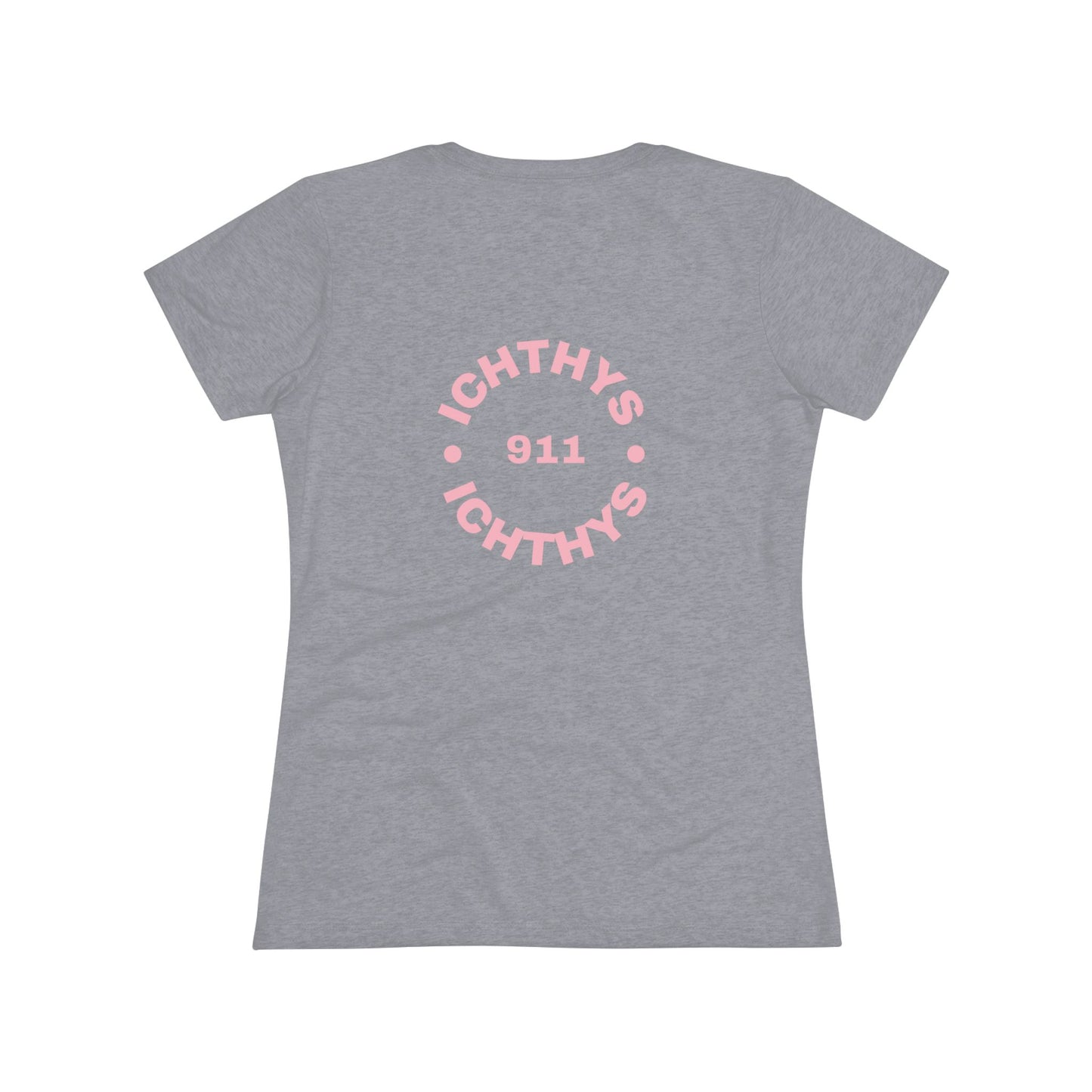 ICHTHYS 911 "IC Round Collection" Pink Font - Inspirational Women's Triblend Tee - Women T-Shirt - 50% polyester, 25% cotton, 25% ryaon