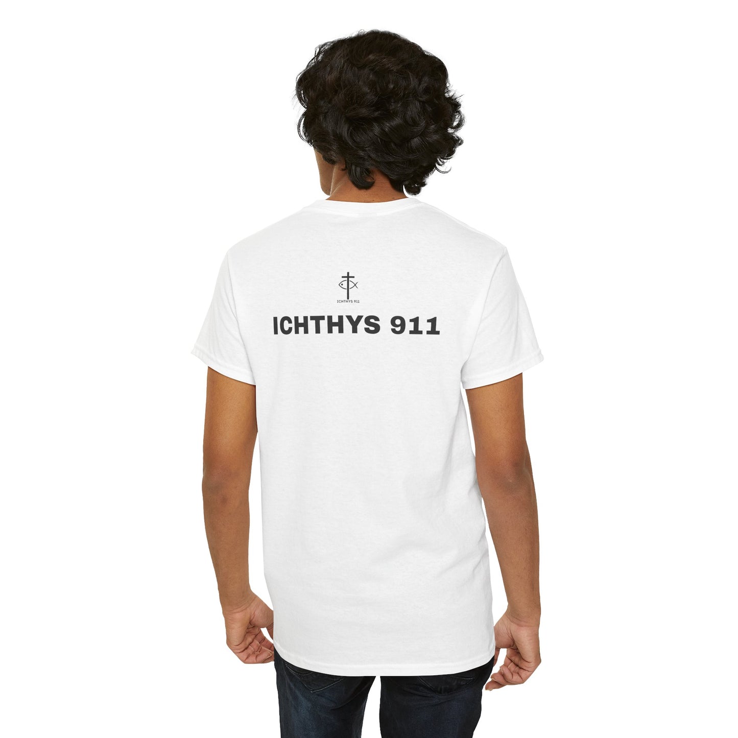 ICHTHYS 911 - "Authentic Design" - Unisex T-Shirt - Heavy Cotton T-Shirt - Jesus Fish - Men's T-Shirt - Women T-Shirt Christian Faith - Unisex Clothing