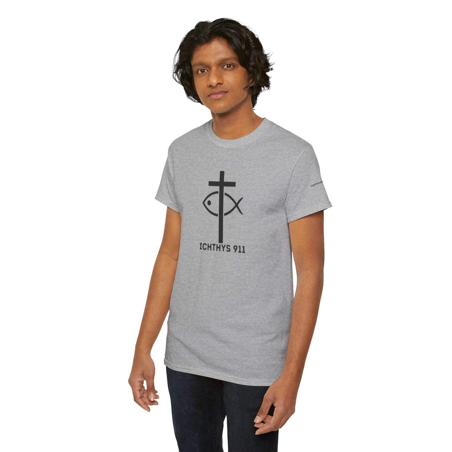 Authentic Design - Unisex T-Shirt - Heavy Cotton T-Shirt - Jesus Fish - Men's T-Shirt - Women T-Shirt Christian Faith - Unisex Clothing - ICHTHYS 911