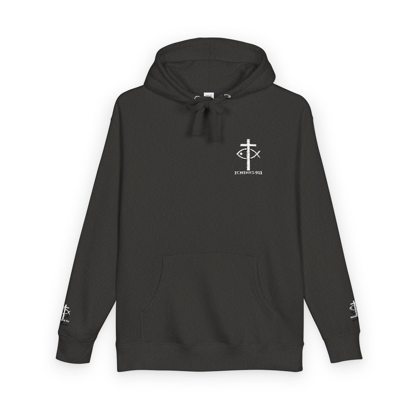ICHTHYS 911 Embroidery Hoodie Pullover - Unsex - Elevated Embroider Gift for Her or Him - Christian Wear