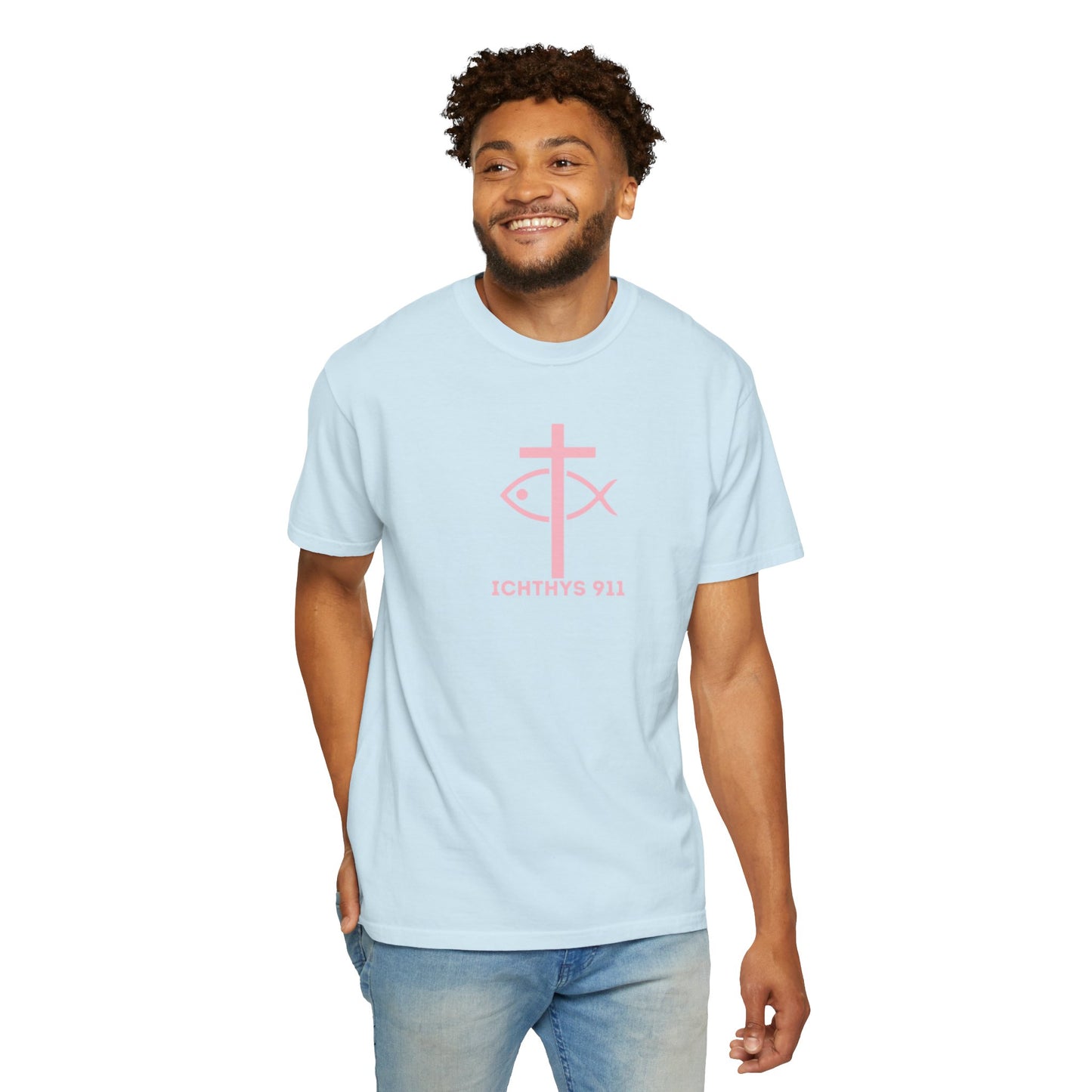 Faith, Hope, & Love - Pink font - Unisex Garment Dyed T-Shirt - 100% US Cotton - Men T-Shirt - Christian Women Tee - Faith-Inspired Shirt - Christian Fashion - Wear Your Faith - Additional Colors Added