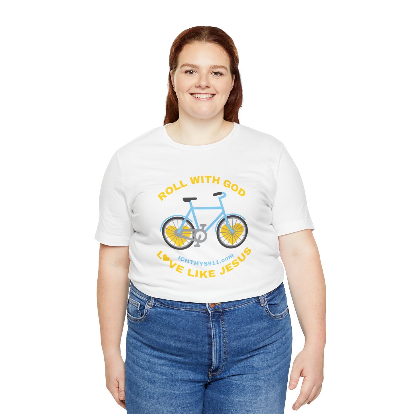 Roll With God Love Like Jesus - Reverse Design - Unisex T- Shirt - Lightweight 100% Cotton - Summer T - Arm Form Fitting - Men T- Shirt - Women T-Shirt - Christian T-Shirt - Love Like Jesus ICHTHYS 911