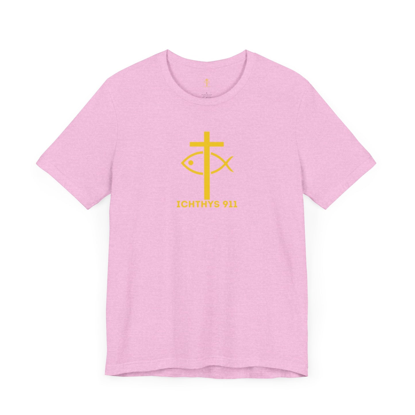 ICHTHYS 911 - "Roll With God Ride With Jesus" - Gold Font - Unisex T- Shirt - Lightweight 100% Cotton - Summer T - Arm Form Fitting - Men T- Shirt - Women T-Shirt - Christian T-Shirt