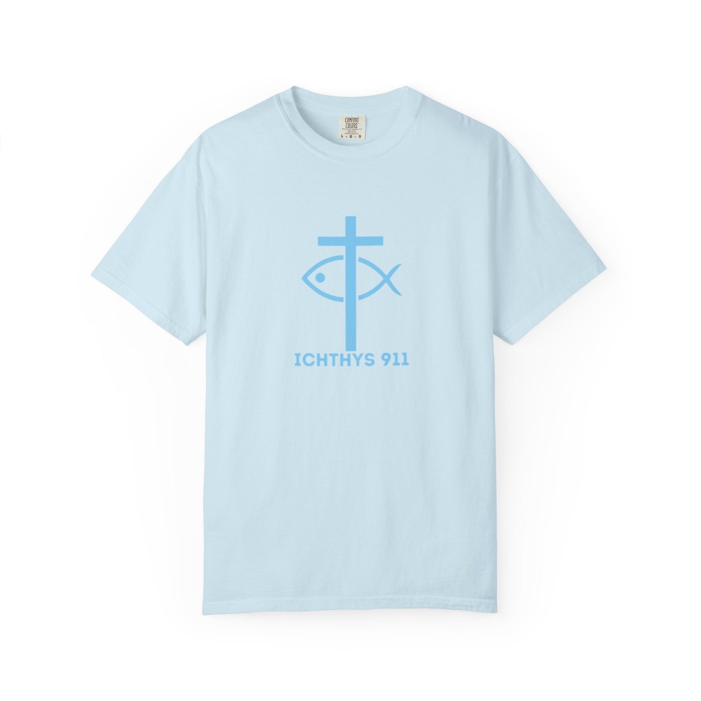 Strength Through Christ Philippians 4:13 - Blue Font - Unisex Garment Dyed T- Shirt - 100% US Cotton -Men T-Shirt - Women T-Shirt- Christian Activewear