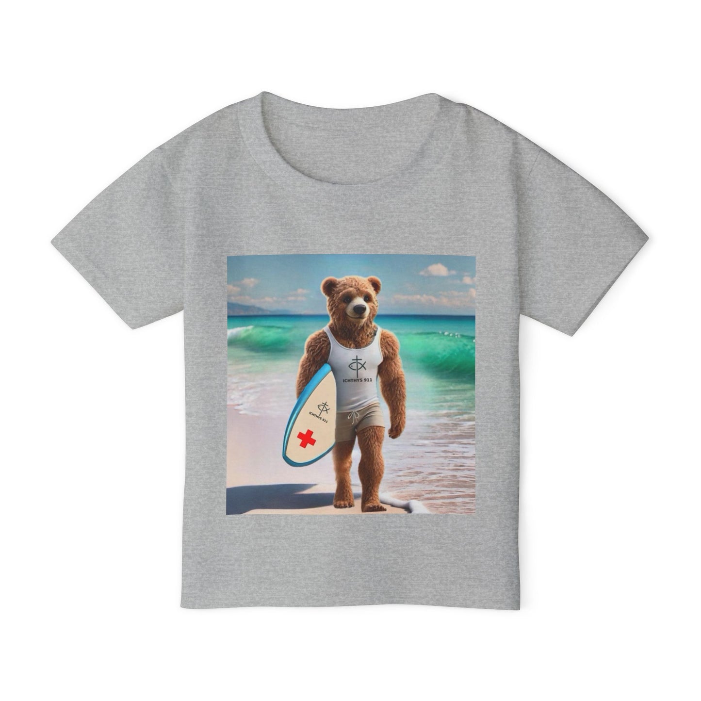 ICHTHYS 911 "Surf Bear" - Toddler T-Shirt - Cool Summer Tee - Match Mom and Dad For Vacation - Family T-Shirt