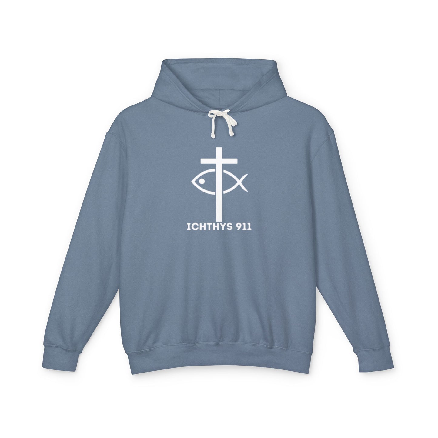 Iēsous Christos, Theou Yios, Sōtēr = Jesus Christ, Son of God, Savior - Unisex - Lightweight - Relaxed Fit - Religious Sweatshirt - ICHTHYS 911 - Hoodie