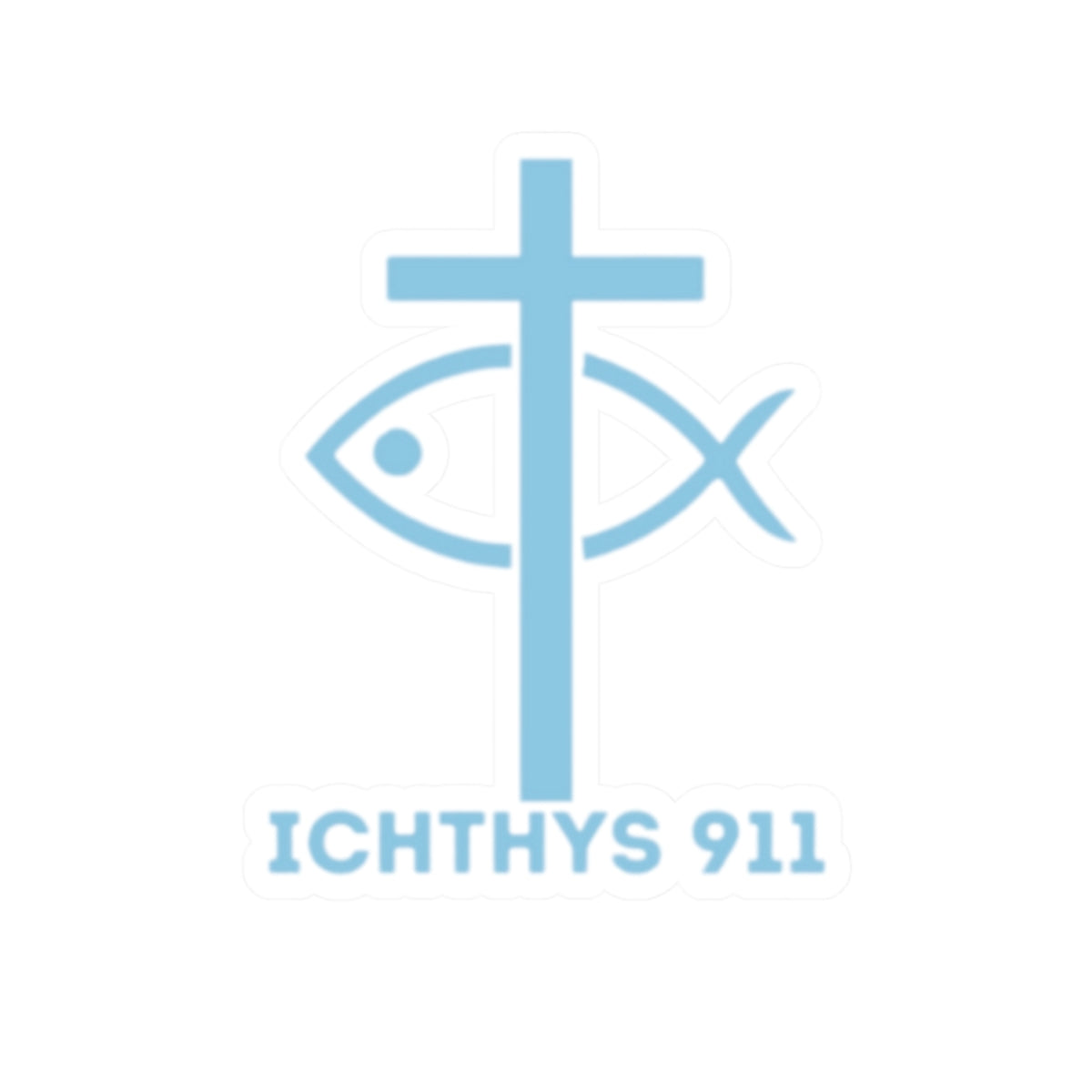 Faith-Inspired Kiss-Cut Stickers - ICHTHYS 911 Design for Personalization