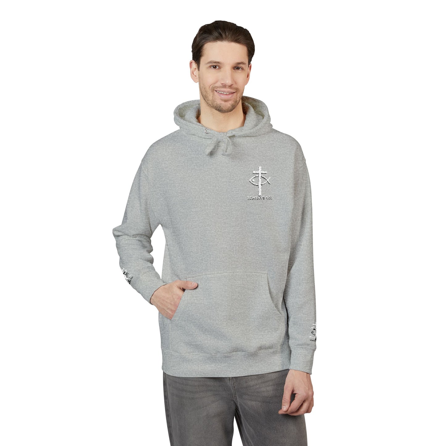 ICHTHYS 911 Embroidery Hoodie Pullover - Unsex - Elevated Embroider Gift for Her or Him - Christian Wear