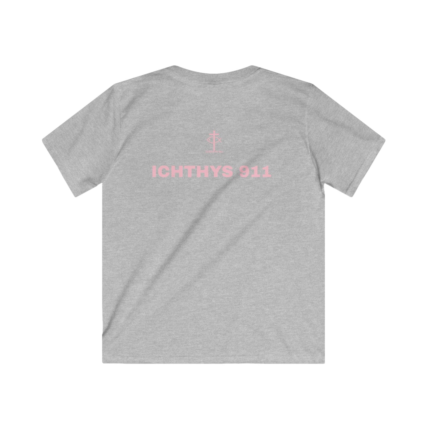 Kids Faith T-Shirt -ICHTHYS 911 Design Pink Font
