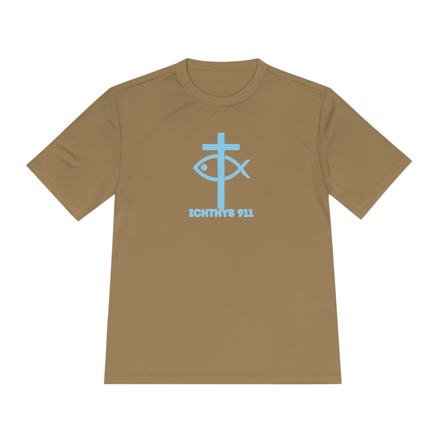 ICHTHYS 911 - Blue Font - "Jesus Is His Name Saving Souls is His Game" - Unisex Performance Shirt -Men T-Shirt - Women - Moisture Wicking Tee911