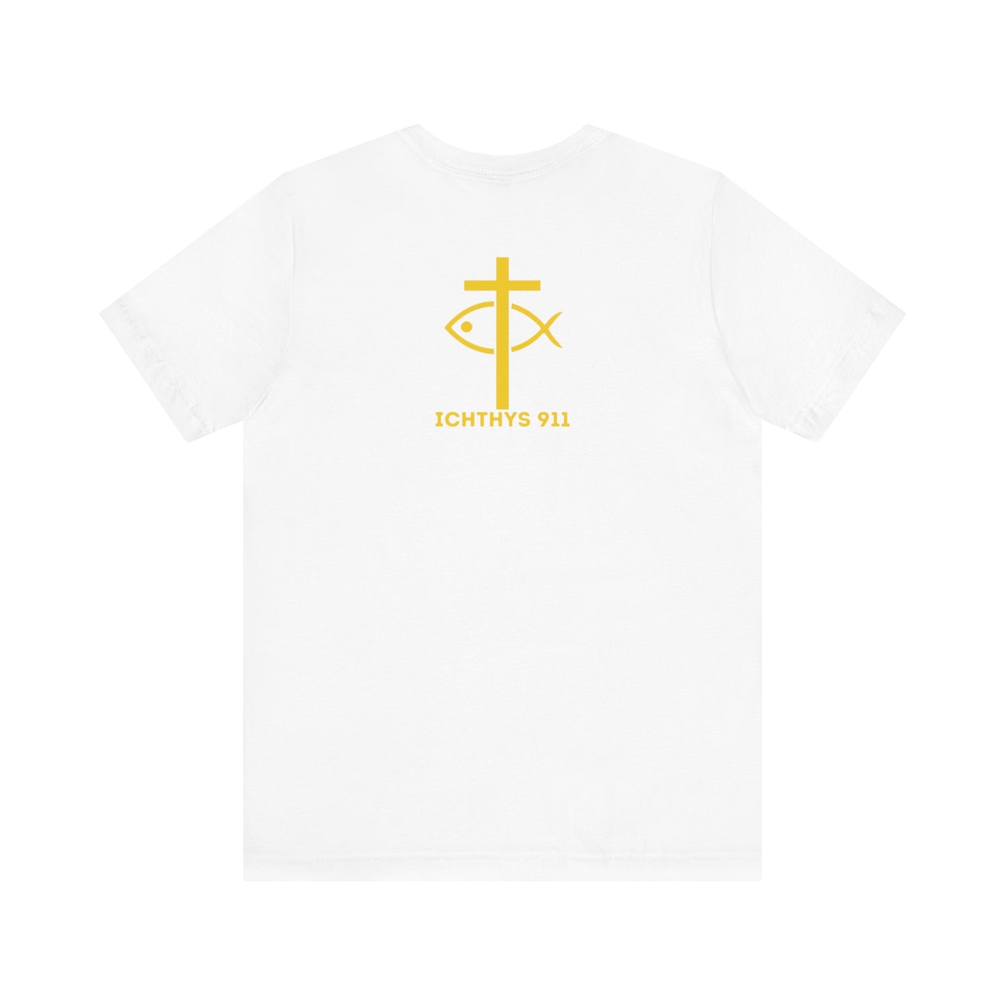 ICHTHYS 911 - "Roll With God Love Like Jesus" - Reverse Design - Unisex T- Shirt - Lightweight 100% Cotton - Summer T - Arm Form Fitting - Men T- Shirt - Women T-Shirt - Christian T-Shirt - Love Like Jesus