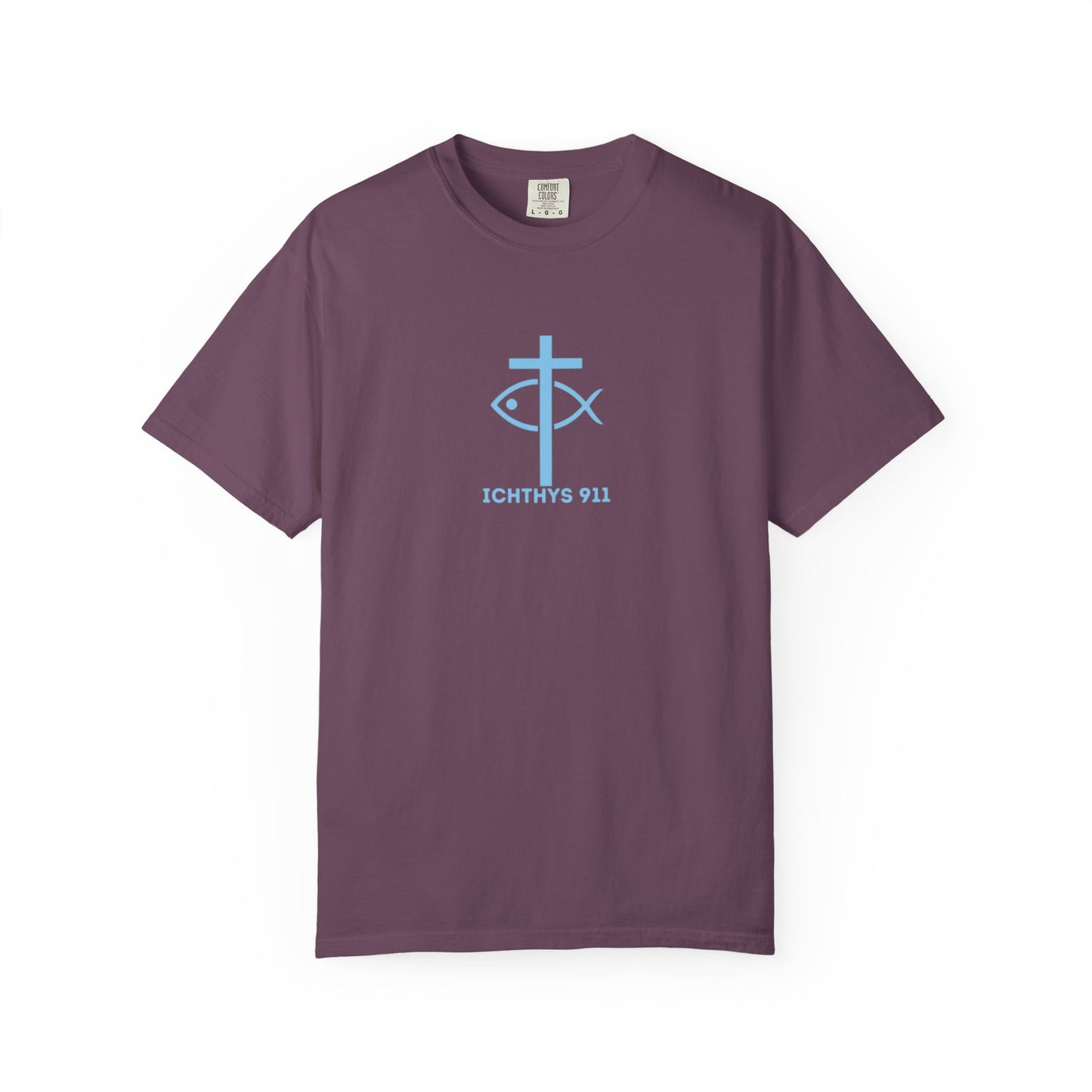 ICHTHYS 911 - Blue Font "Faith, Hope, & Love" - Unisex T-Shirt - Men T-Shirt - Christian Women Tee - Faith-Inspired Shirt - Christian Fashion - Wear Your Faith