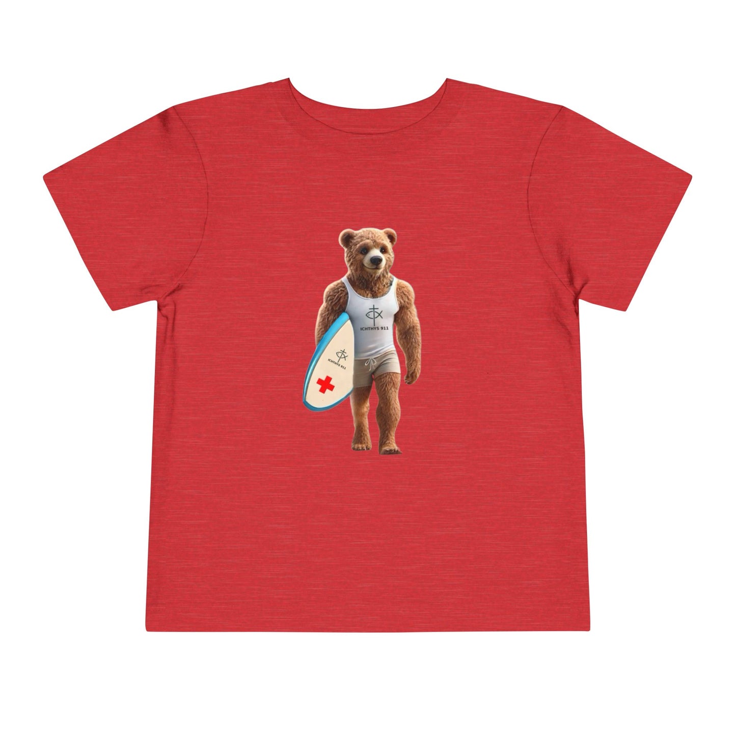 Surfing Bear Toddler Tee - Fun Kids Short Sleeve T-Shirt - ICHTYHS 911