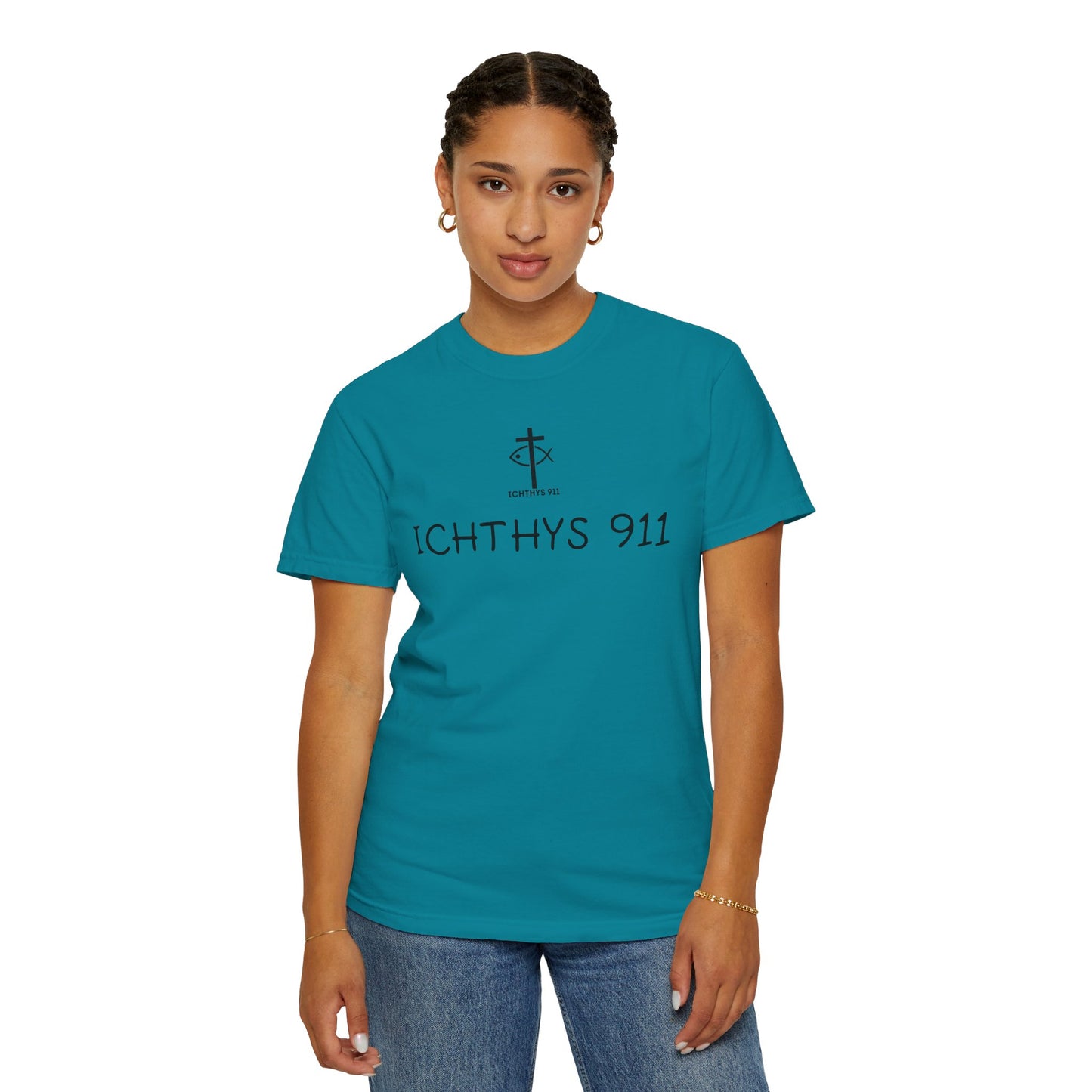 ICHTHYS 911 - "Authentic - Reverse" Black Font - Unisex T - Women T - Men T -Christian Tee - Faith-Inspired Shirt - Christian Fashion - Wear Your Faith