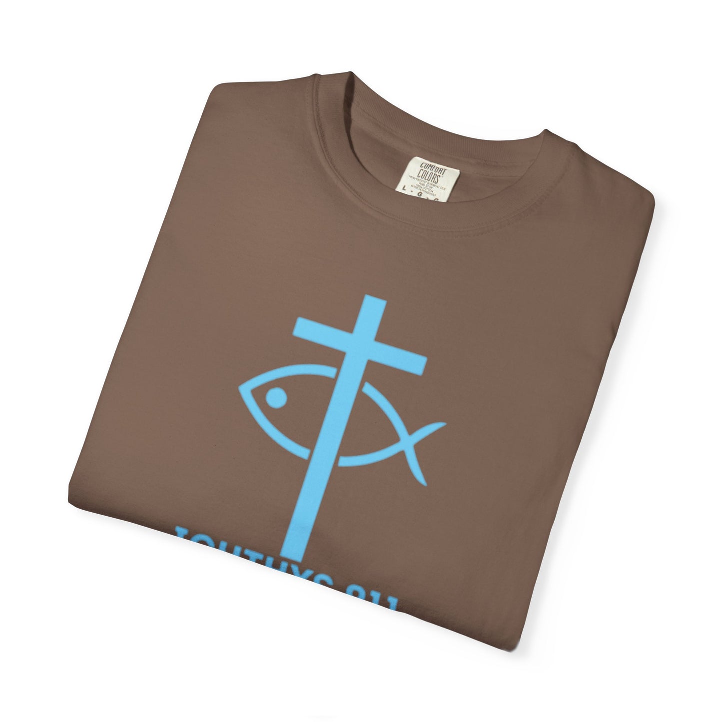 Authentic - Christian Streetwear T-Shirt – Jesus Gym & Faith Fashion, Unisex Garment-Dyed T-Shirt Blue Font - ICHTHYS 911
